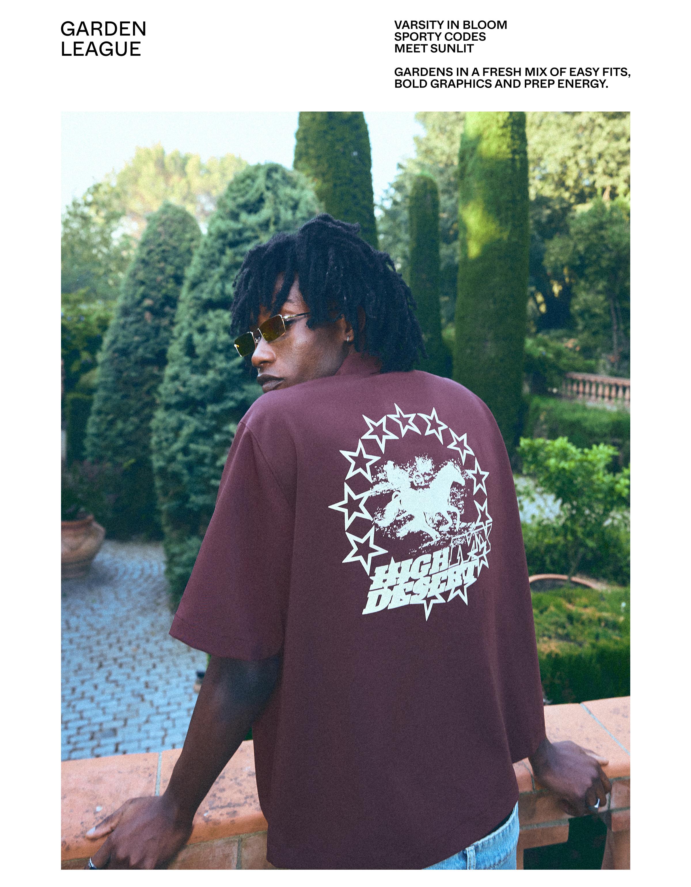 Short sleeve boxy print shirt — Maroon