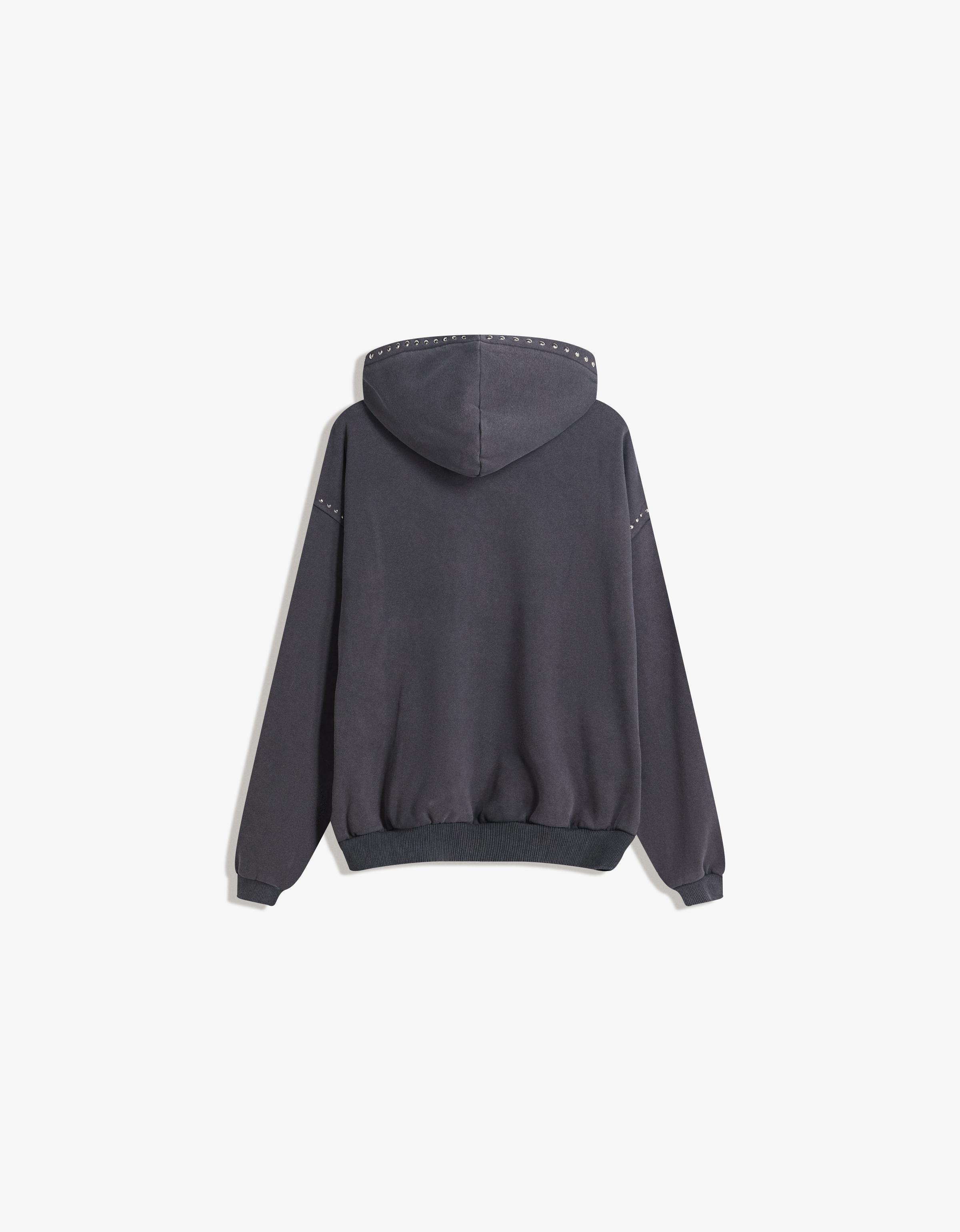 Zımbalı Kapüşonlu Sweatshirt - Görsel 6