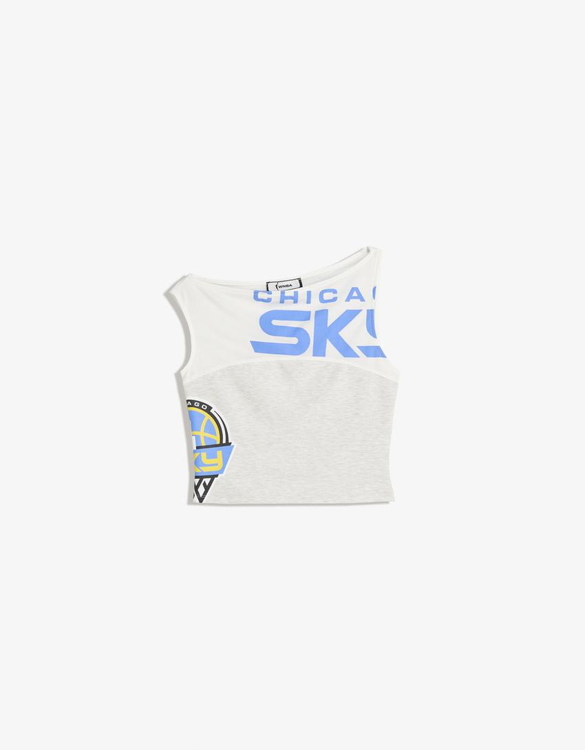 Camiseta WNBA sin mangas asimétrica-Gris-4