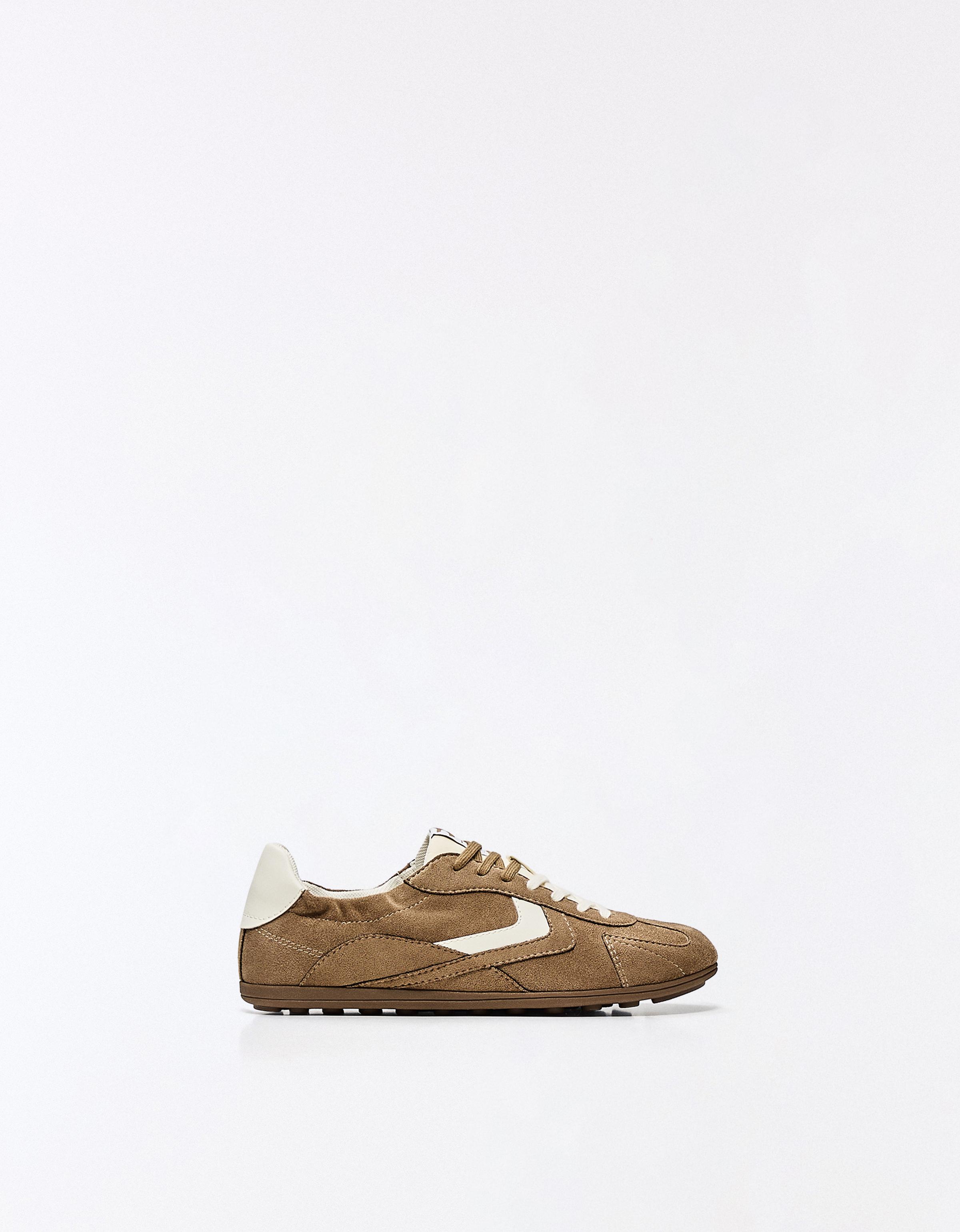Bershka Retro Buty Sportowe Na Cienkiej Podeszwie Kobieta 35 Piaskowy