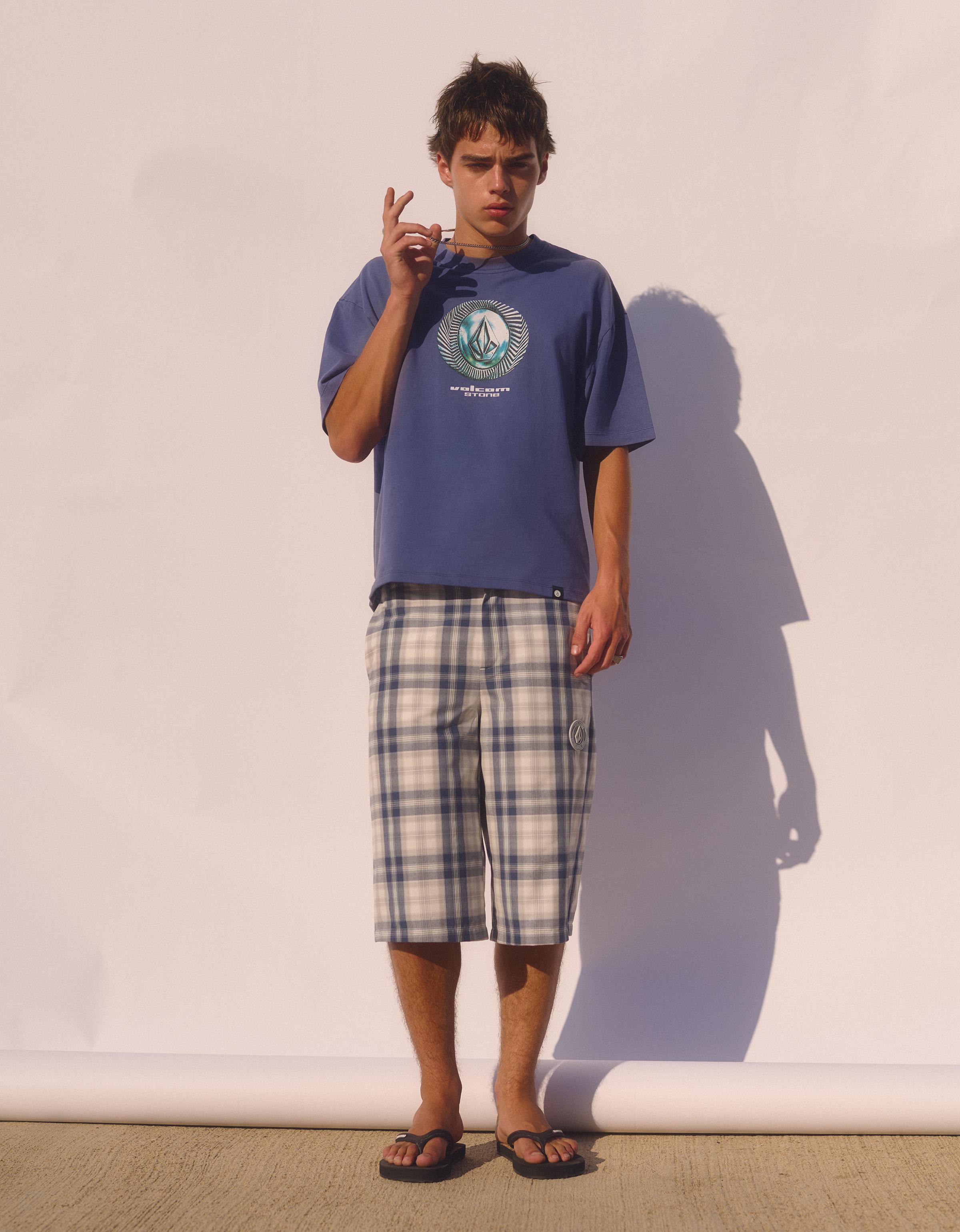 Bershka Bermuda Skater Volcom Hombre Azul Lavado