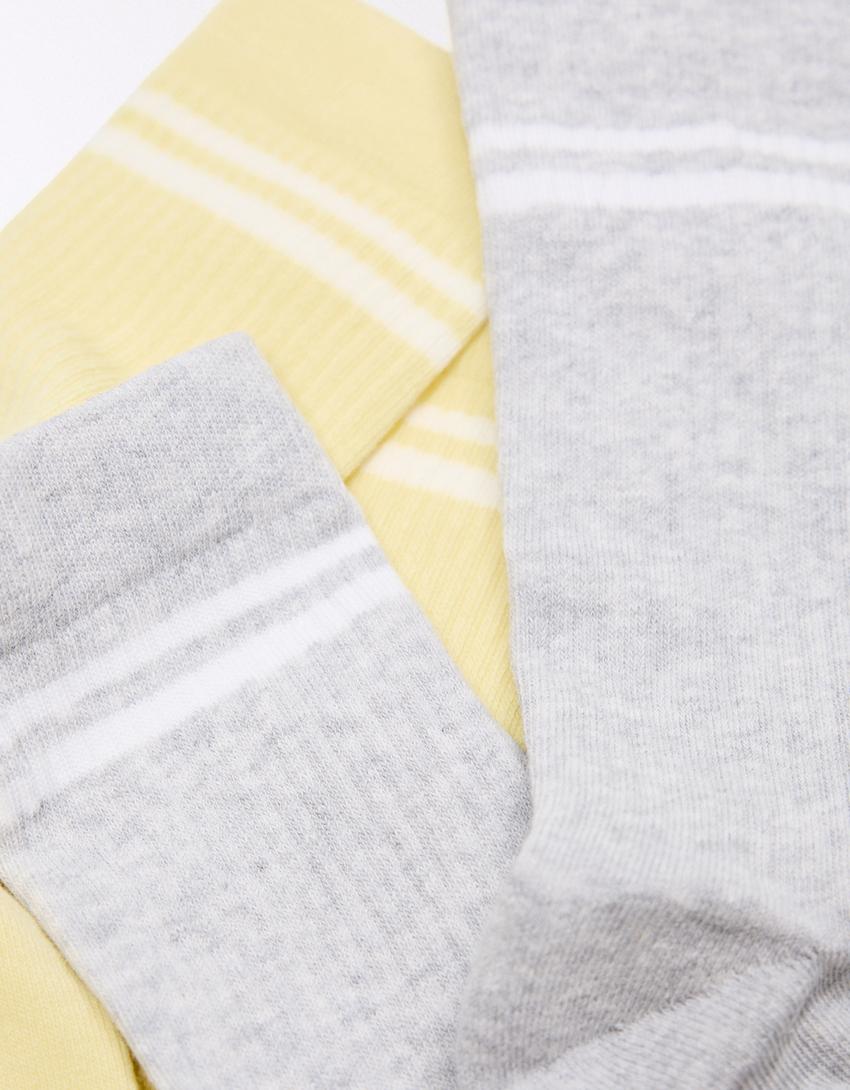 Pack of 2 pairs of sporty socks-Yellow