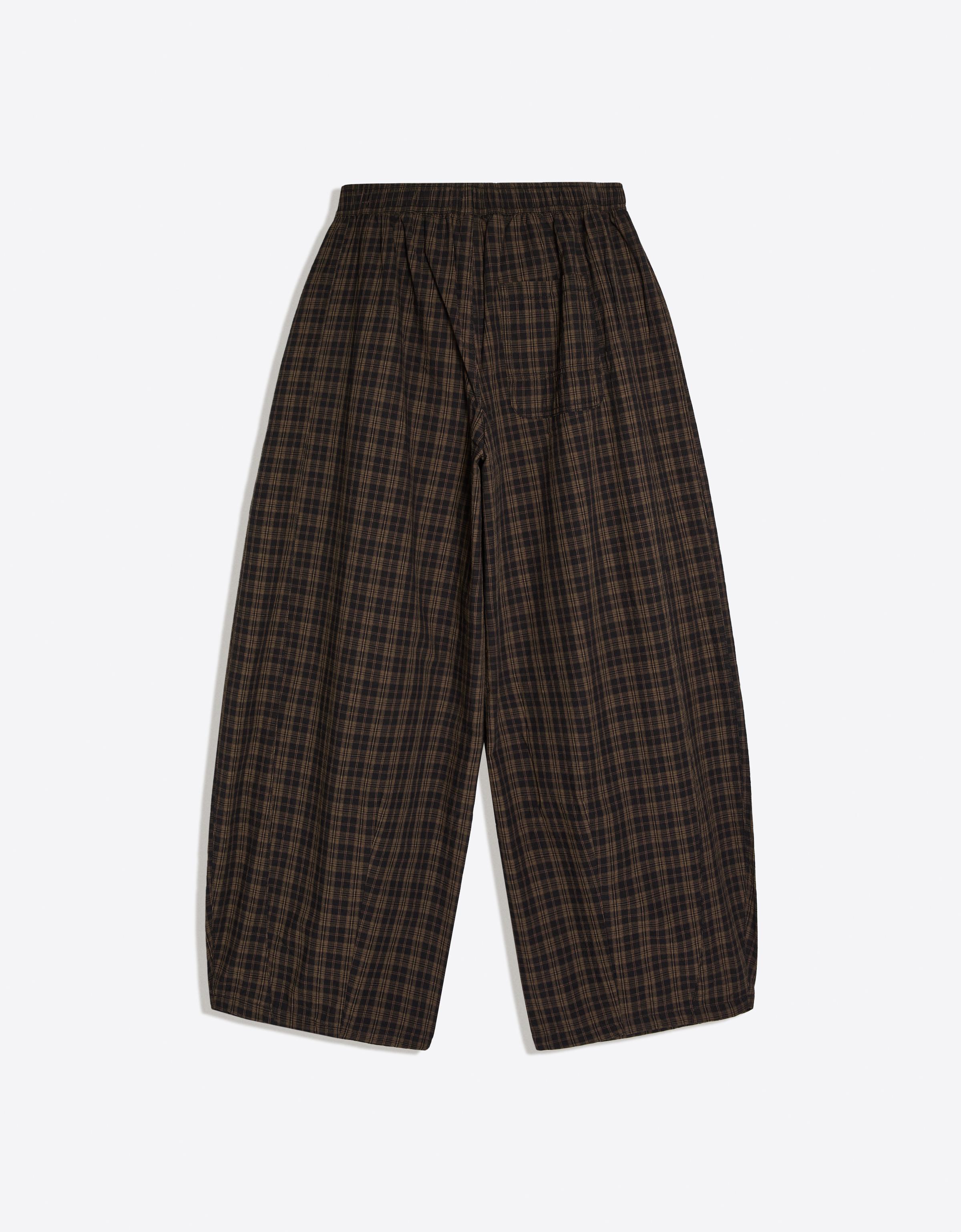 Checked barrel trousers — Brown