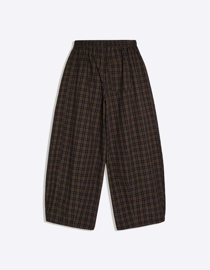 Stripe barrel trousers-Brown