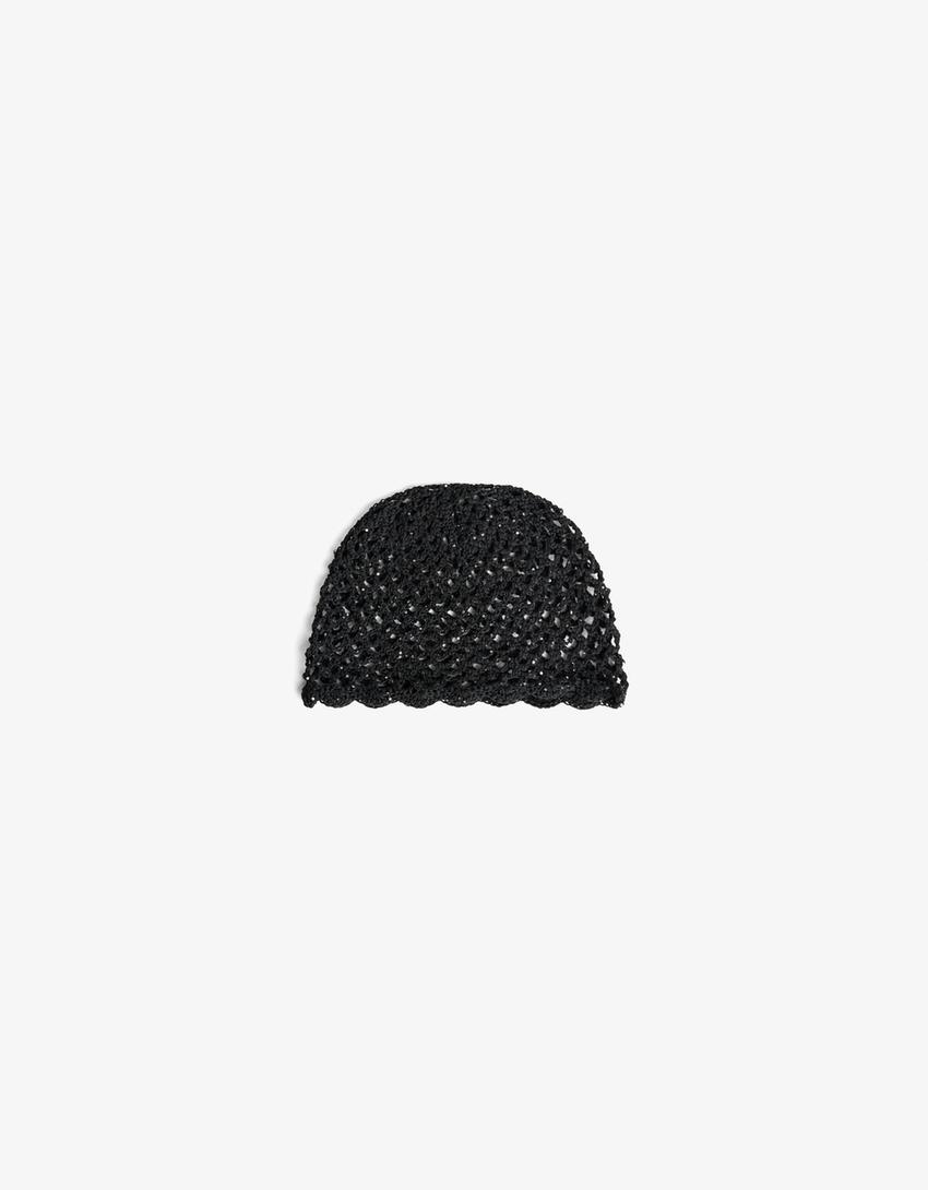 Gorro de malha com lantejoulas-Preto