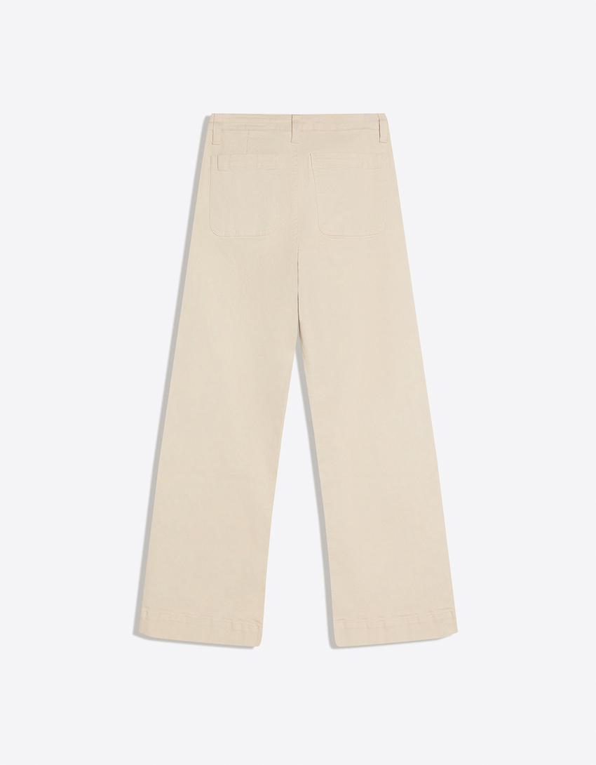 Seamless wide-leg jeans-Cream