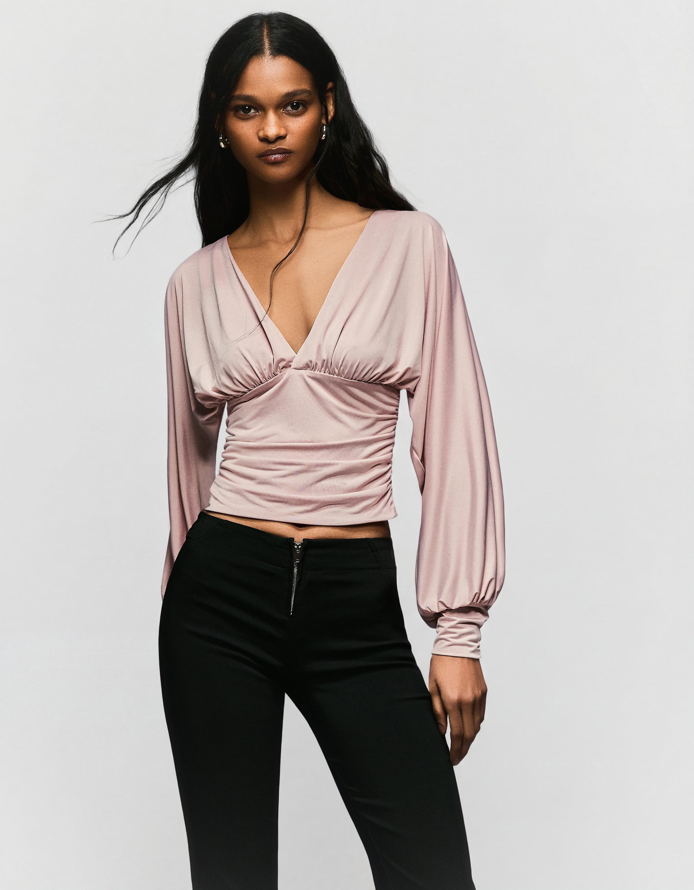 Uzun kollu büzgülü top - Görsel 25