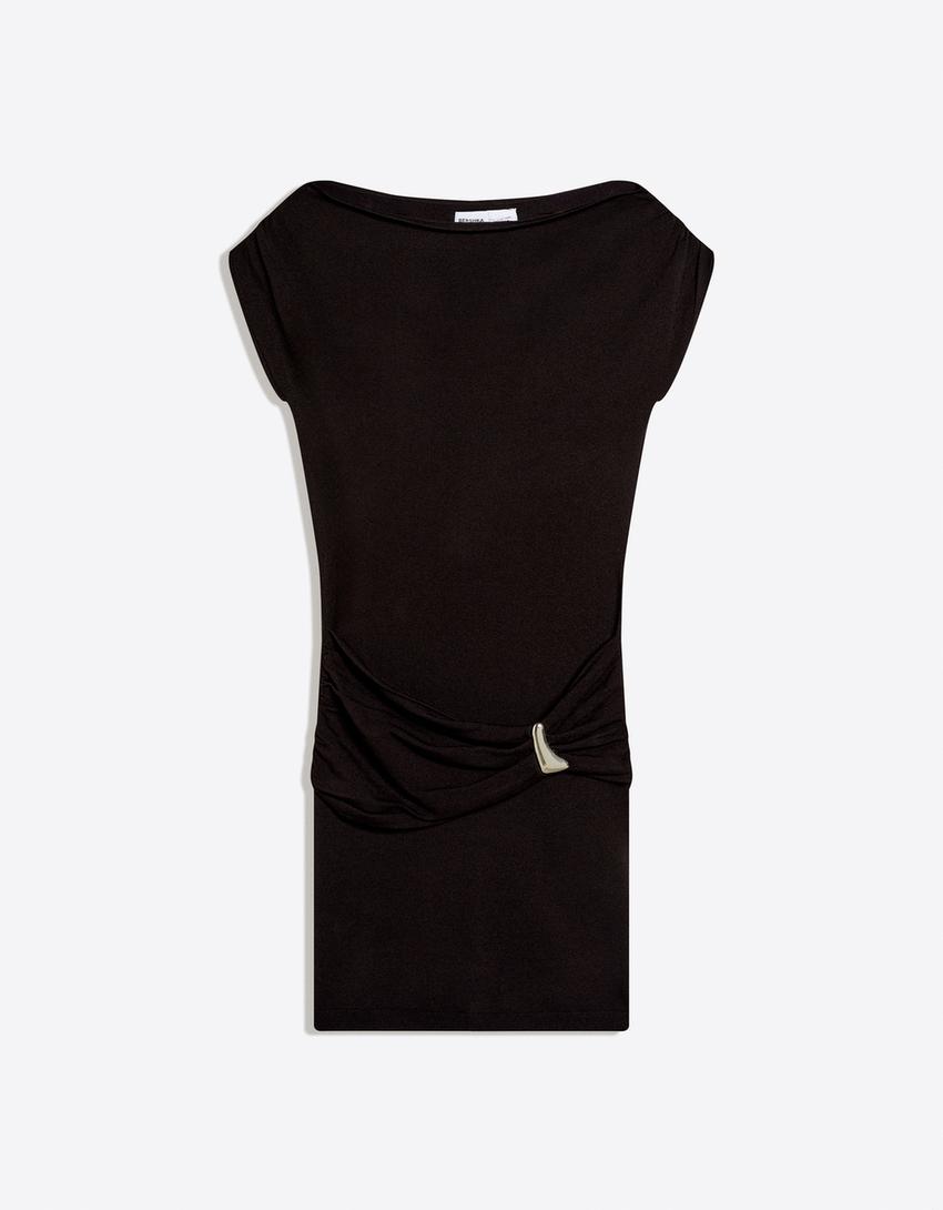 Mini dress with belt-Black