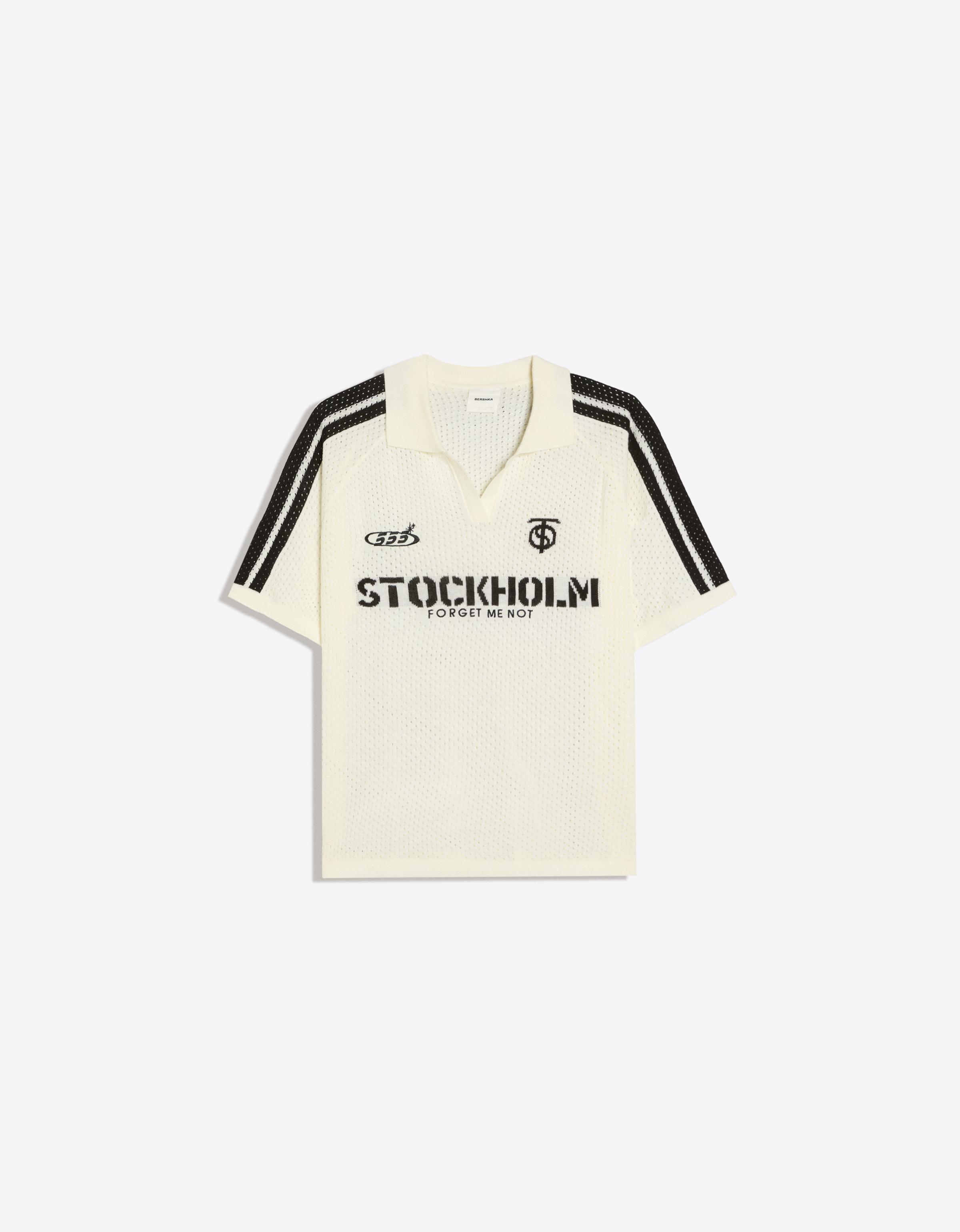 Retrosport print mesh polo — Off white