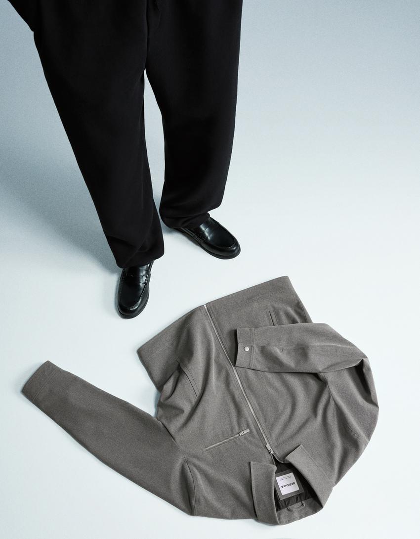 Hemdjacke mit Reißverschluss-Grau-2