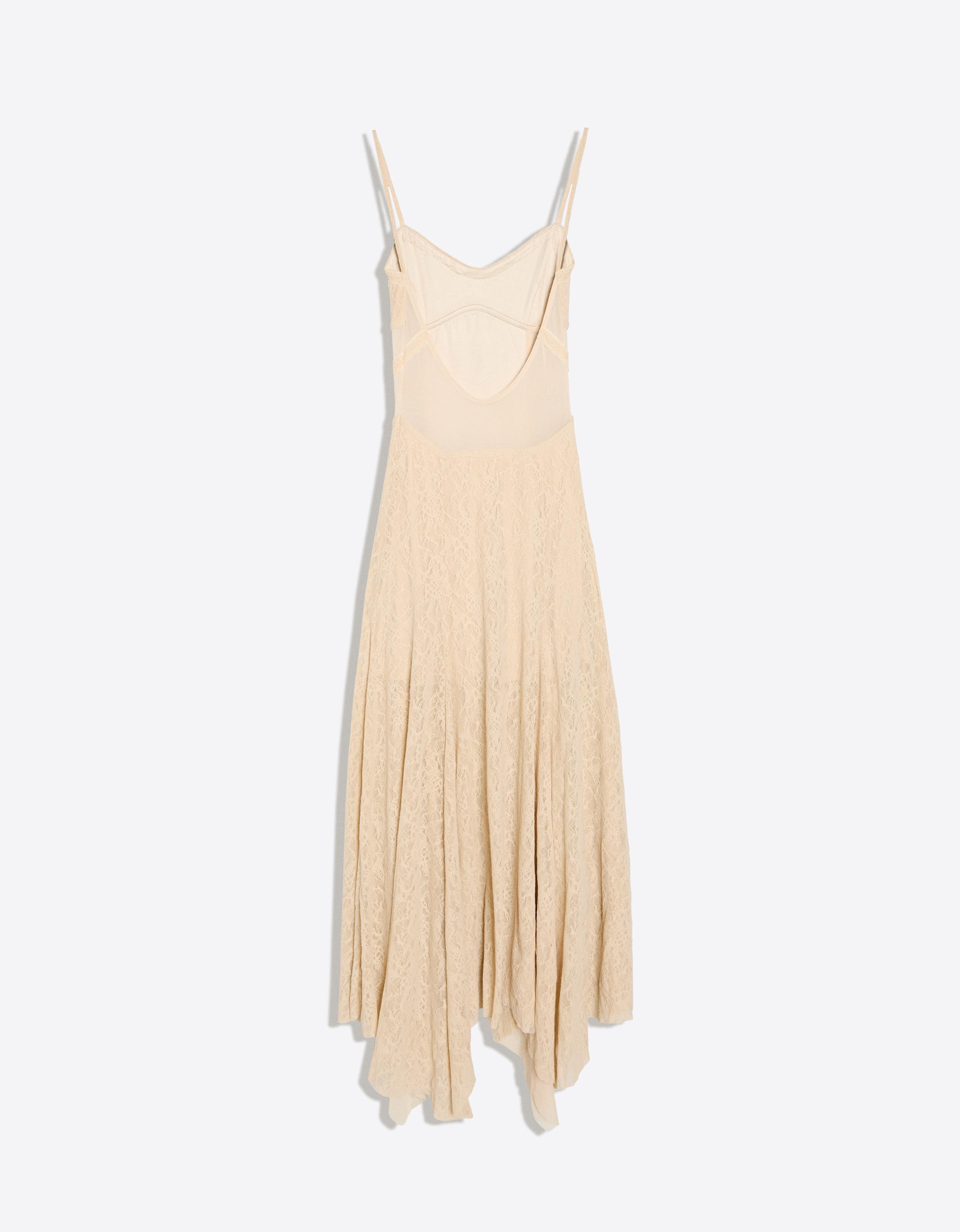 Lace strap midi dress — Sand