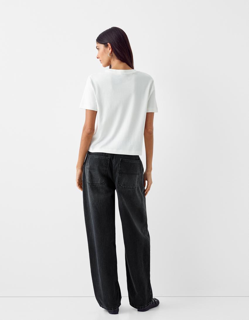 Faded-effect skater fit jeans-Black