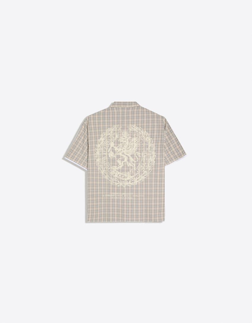 Check short sleeve shirt-Sand