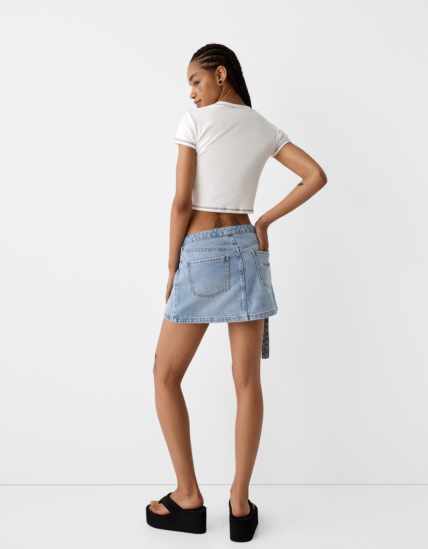 تنورة دنيم-أزرق مغسول من الخارج-1