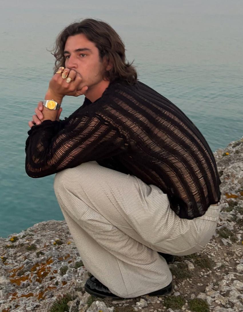 Jersey de punto calado-Negro