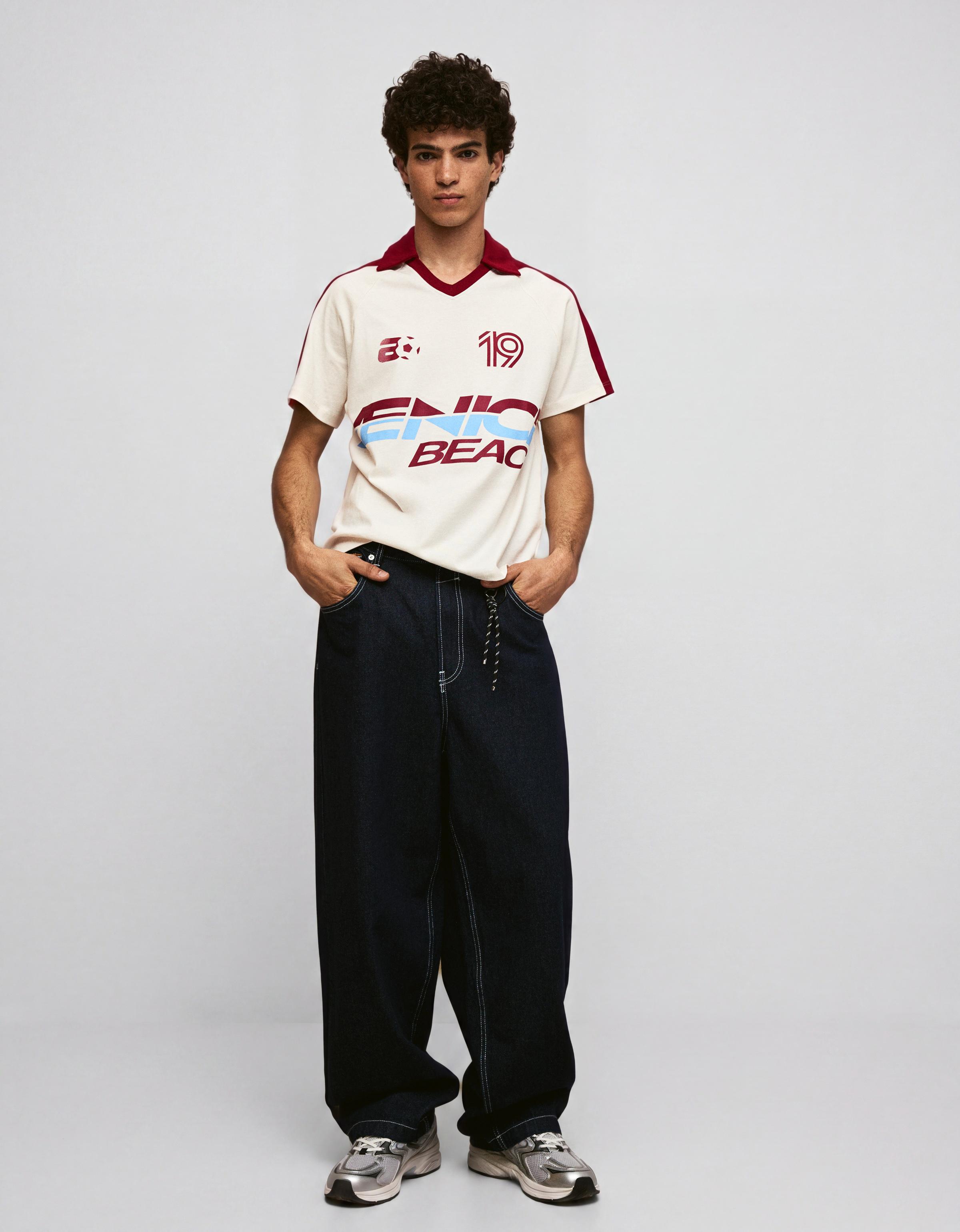 Retro print polo shirt — Maroon