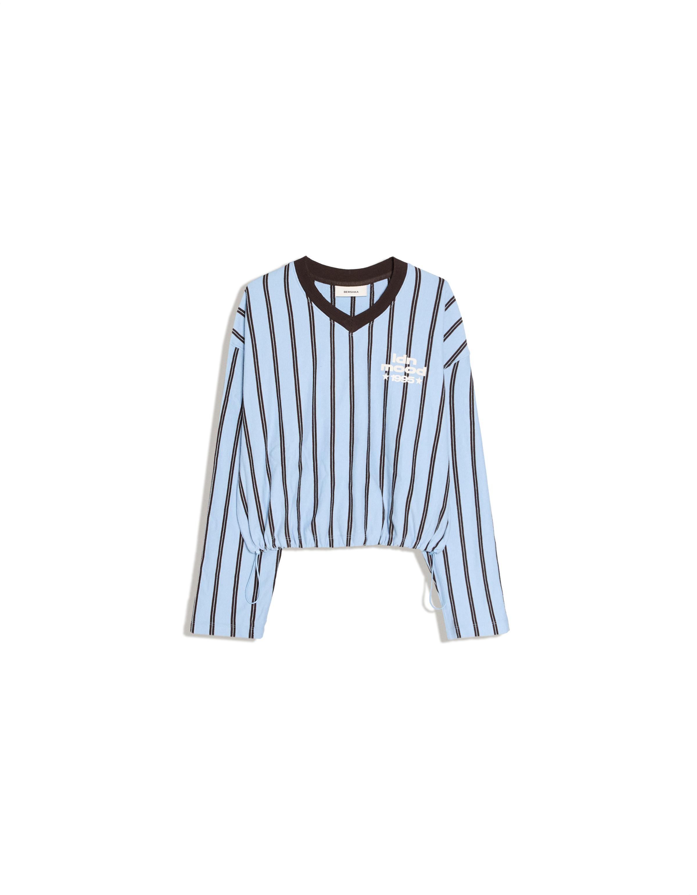 V-neck print sweatshirt — Light blue