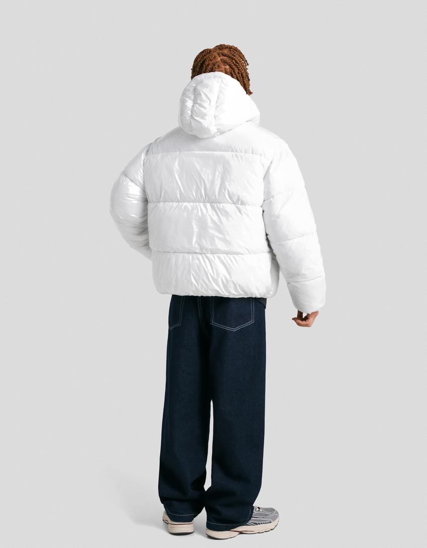 Hooded puffer jacket-White