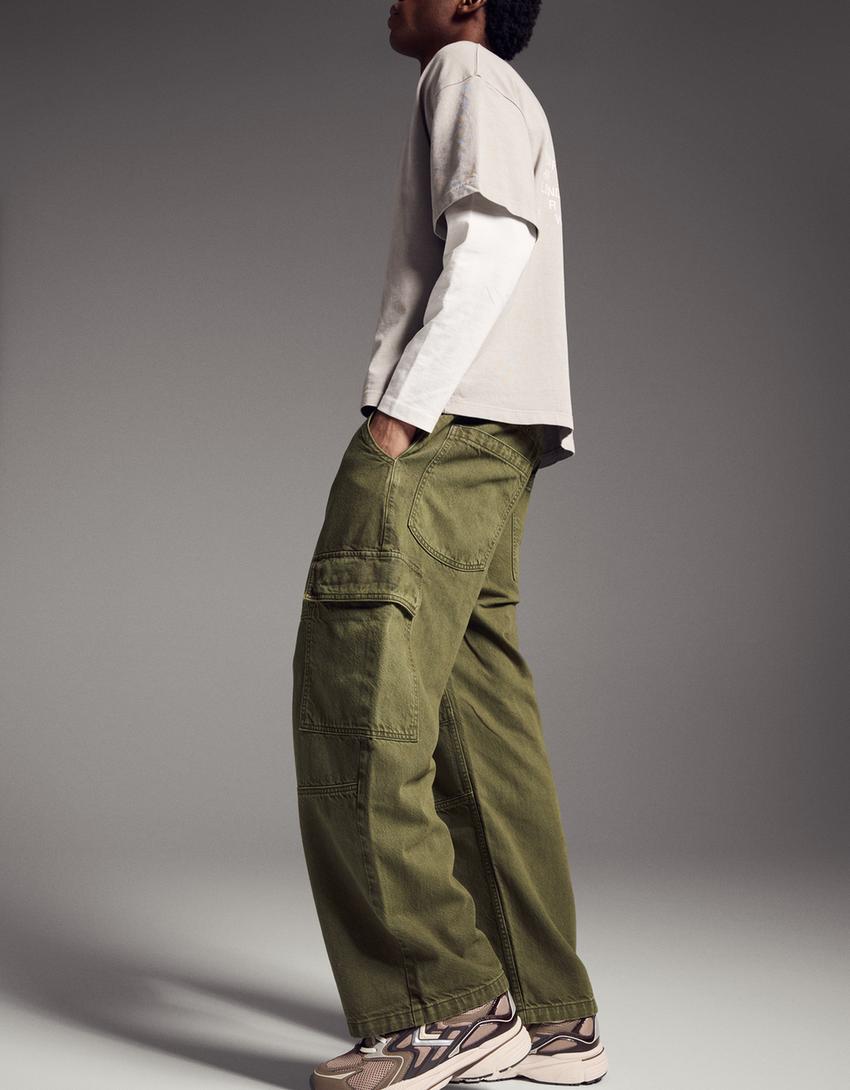 Jeans cargo parachute-Kaki