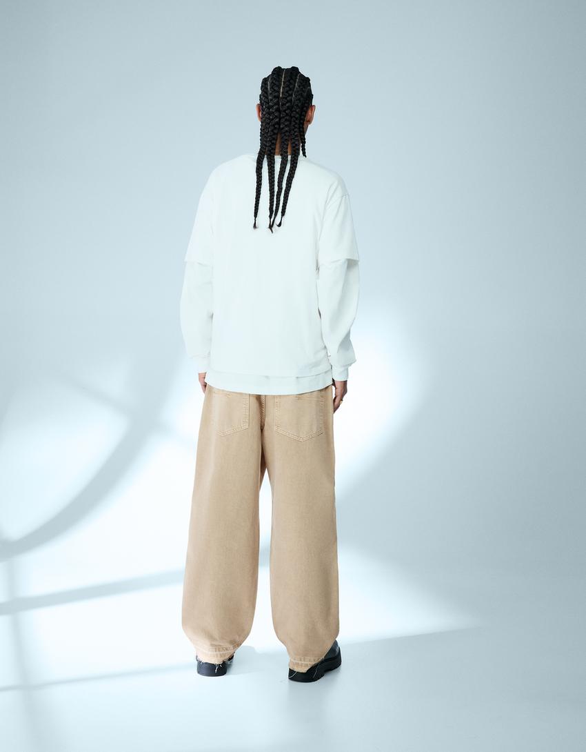 Super Baggy Hose-Sandfarbe