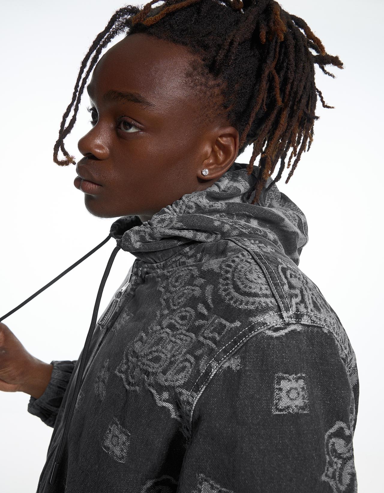 Print jacket with hood ARIES X Bershka — Black