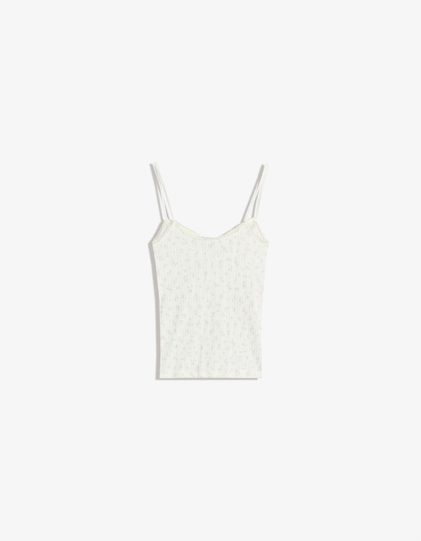 Top tirants pointelle estampat-Cru-4
