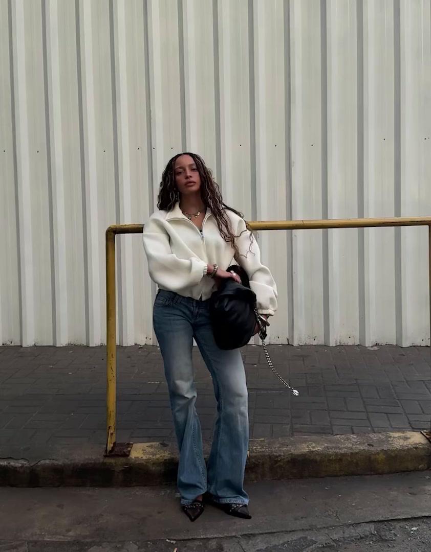 Düşük bel nakışlı flare fit jean - Görsel 35