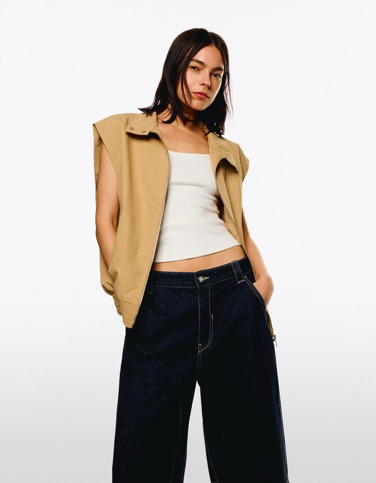 Fermuarlı oversize yelek
