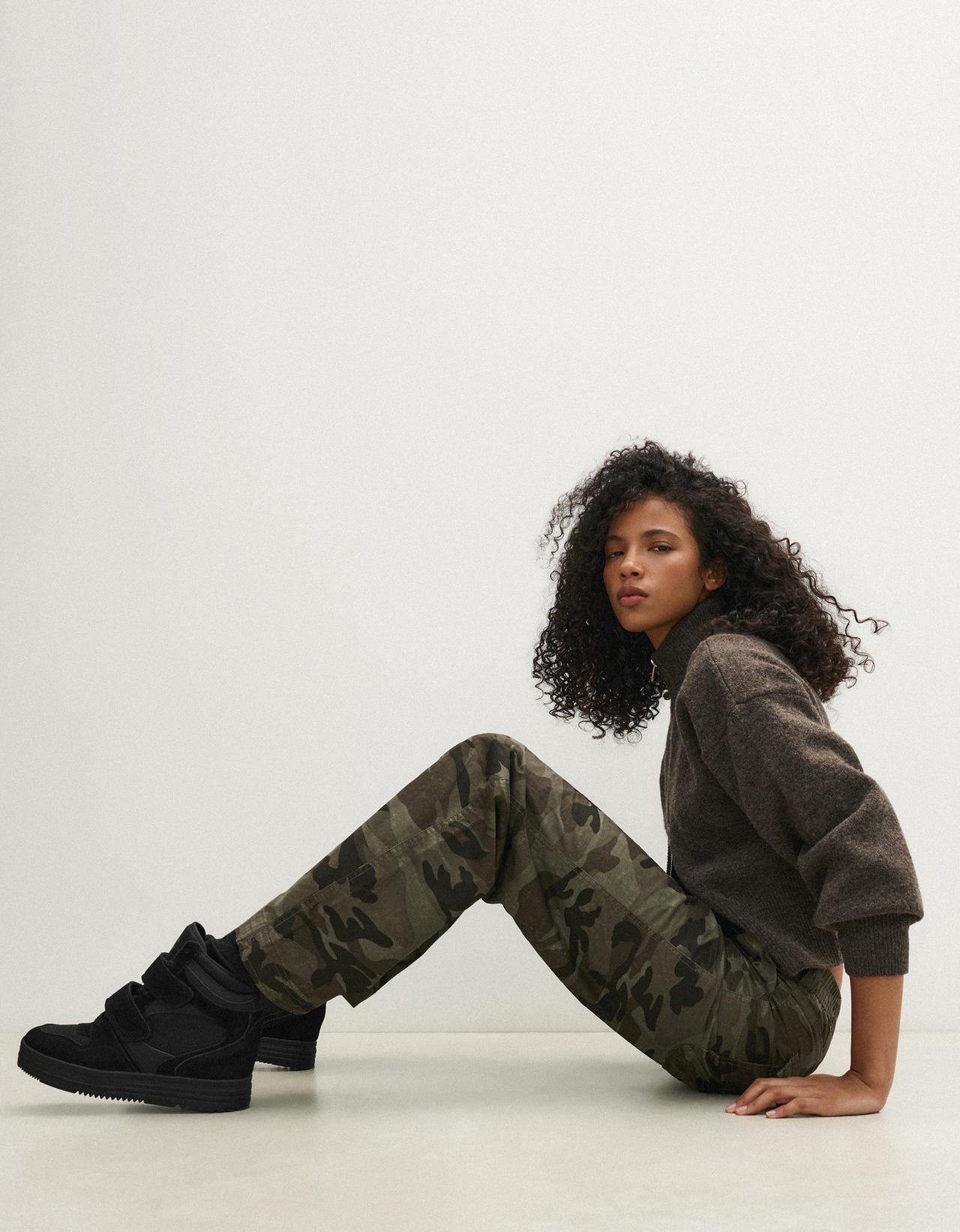 High-top sneakers with internal wedge — BLACK