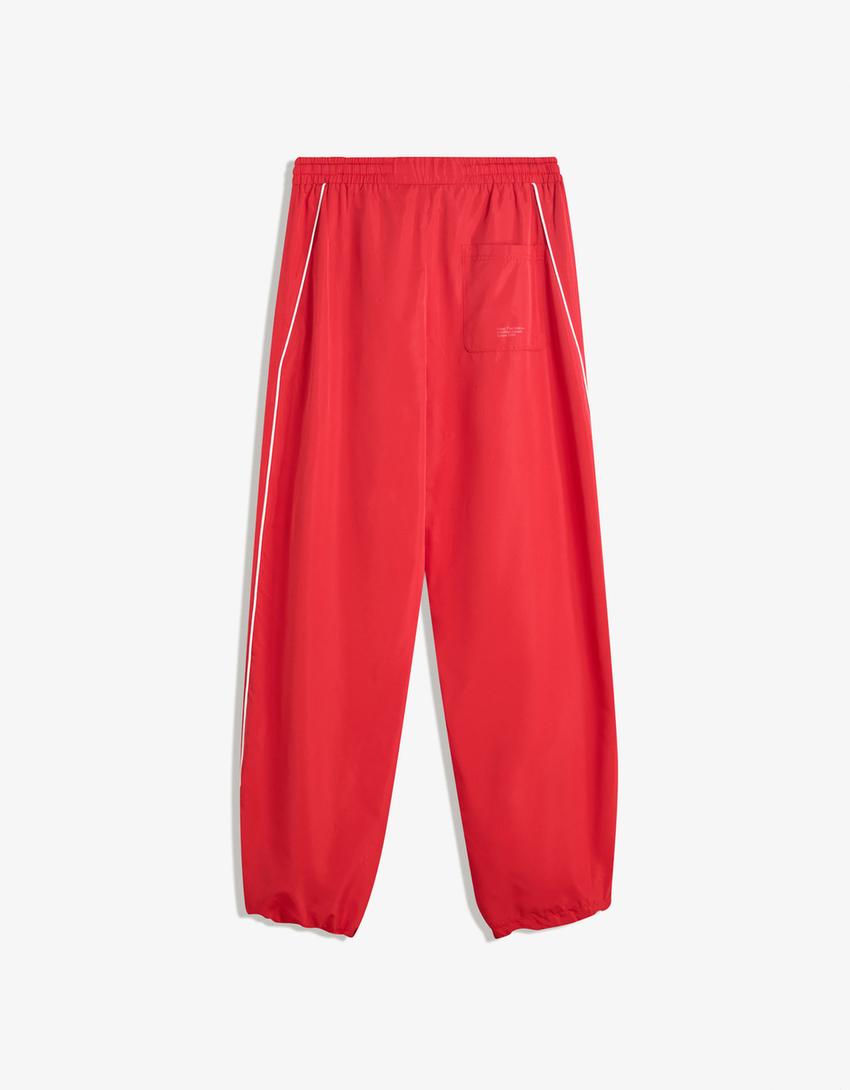 Calças técnicas baggy fit sport-Vermelho-4