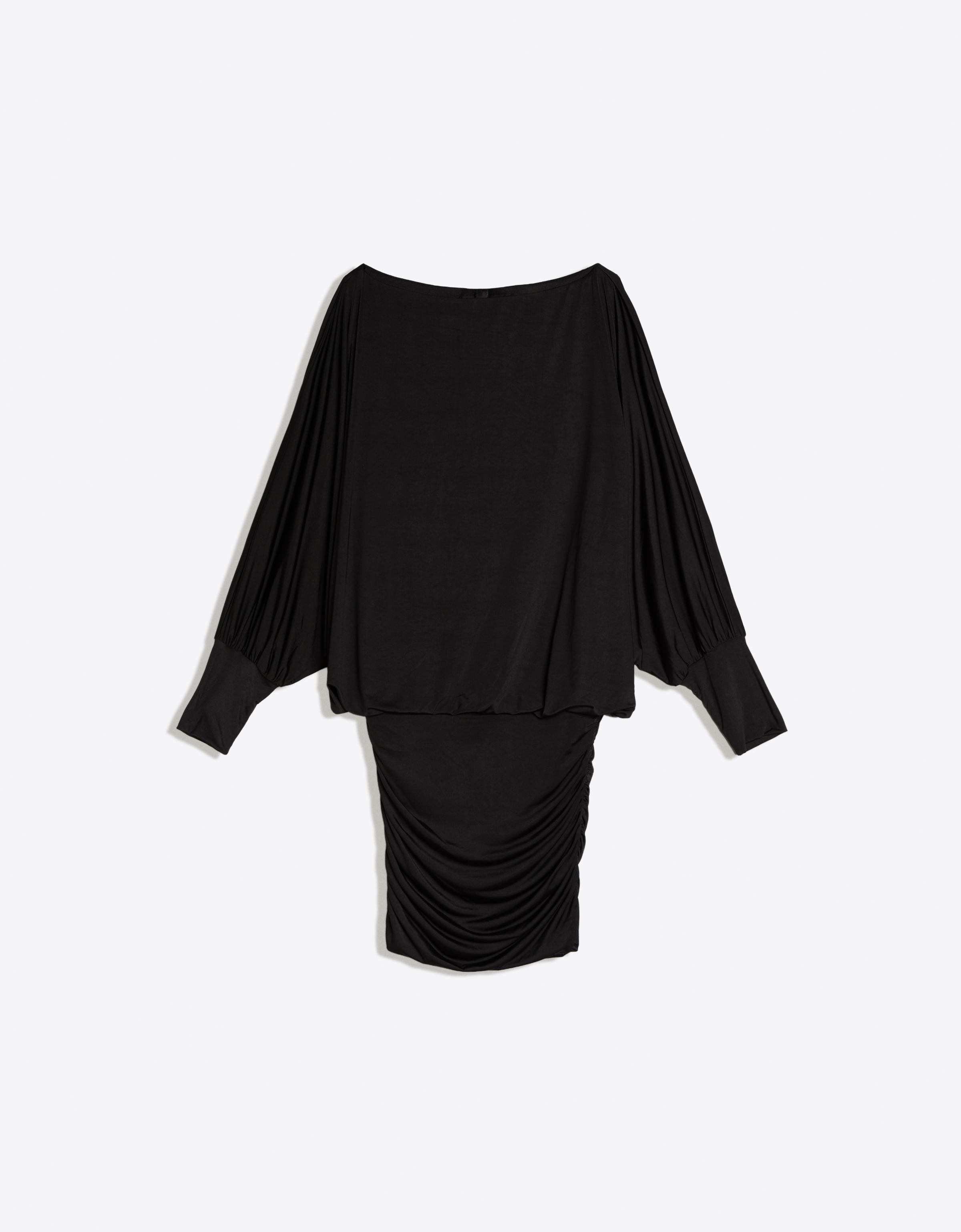 Asimetrik yaka mini elbise - Görsel 10