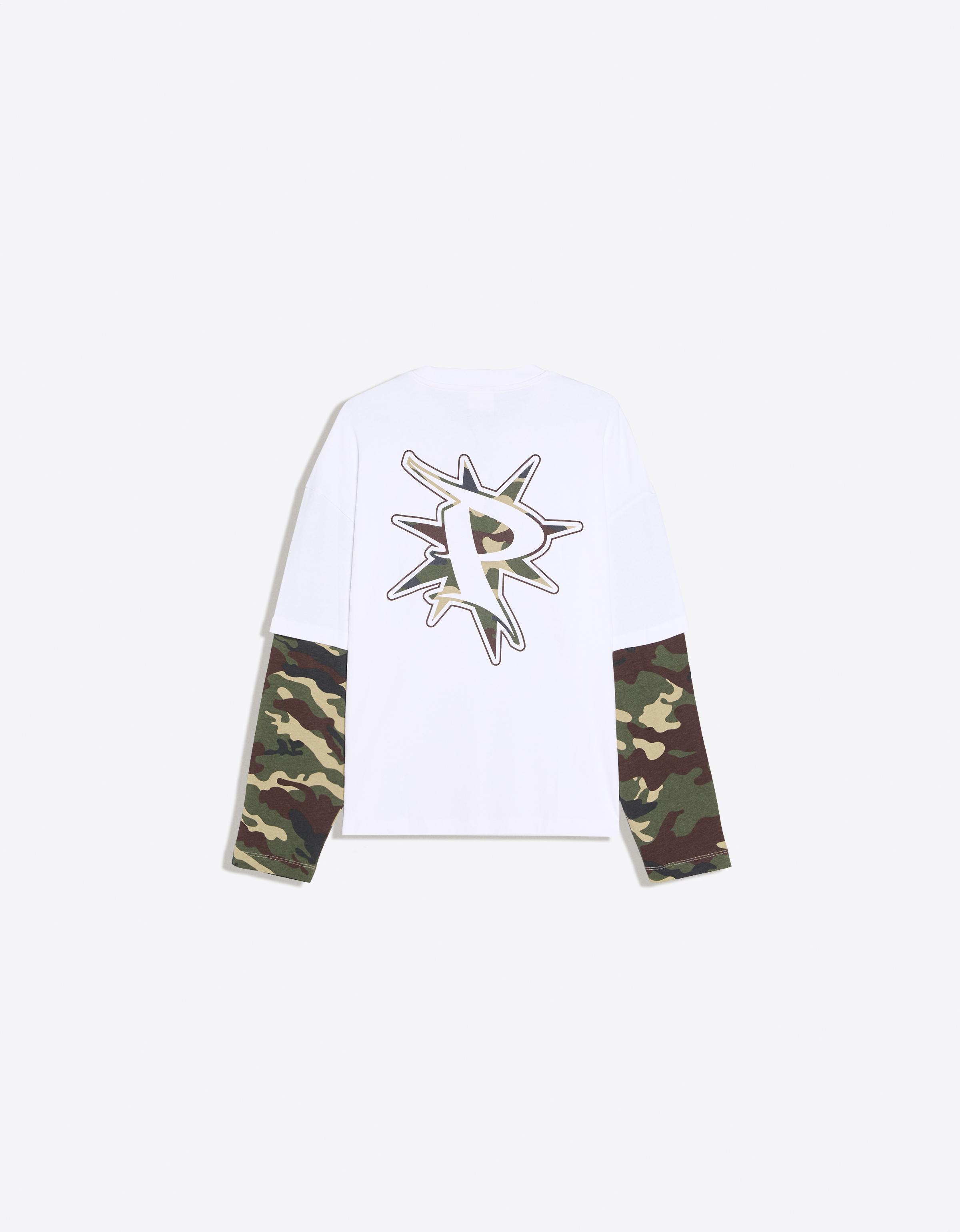 Double sleeve print T-shirt — Off white