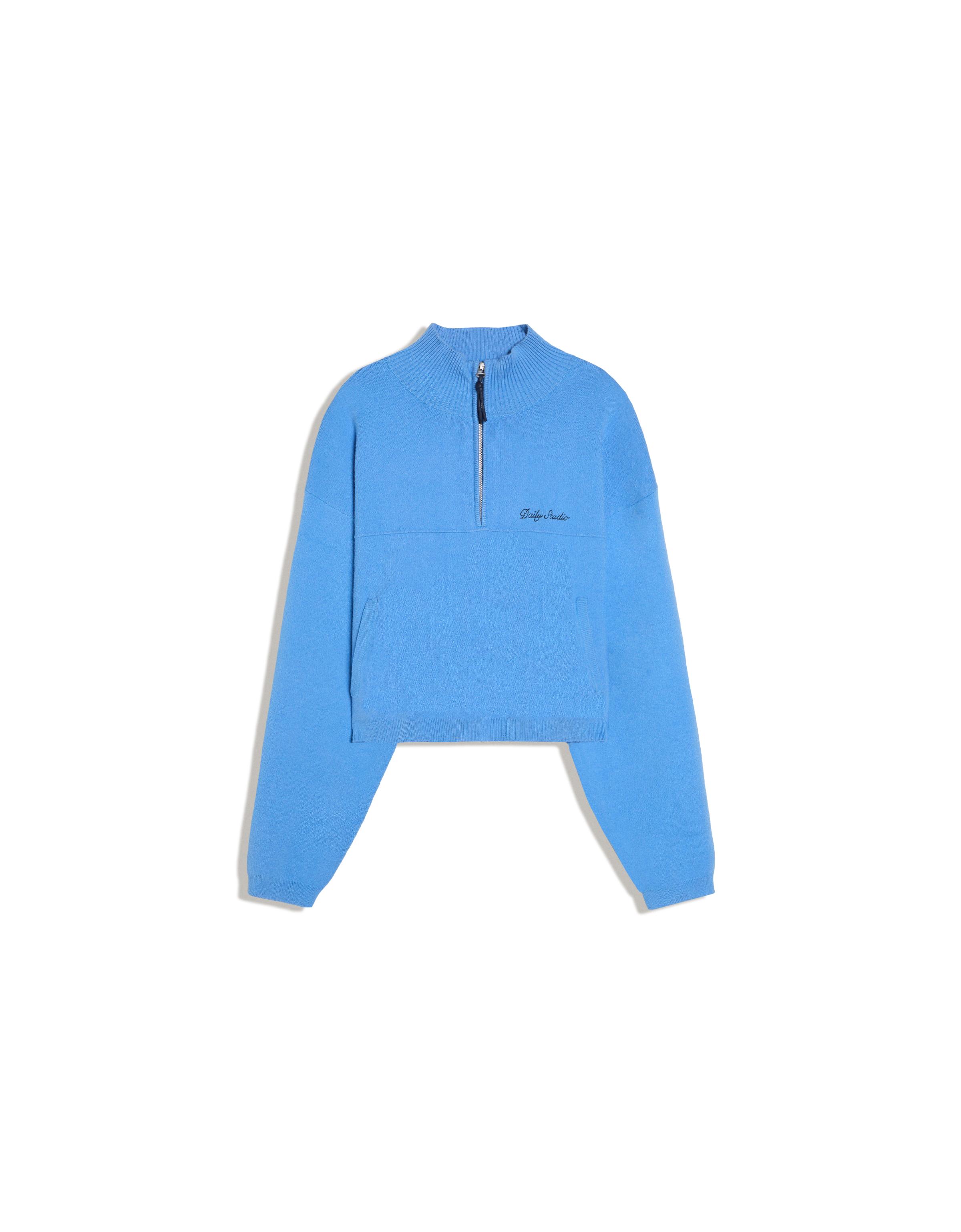 Embroidered zip-up jumper — Blue