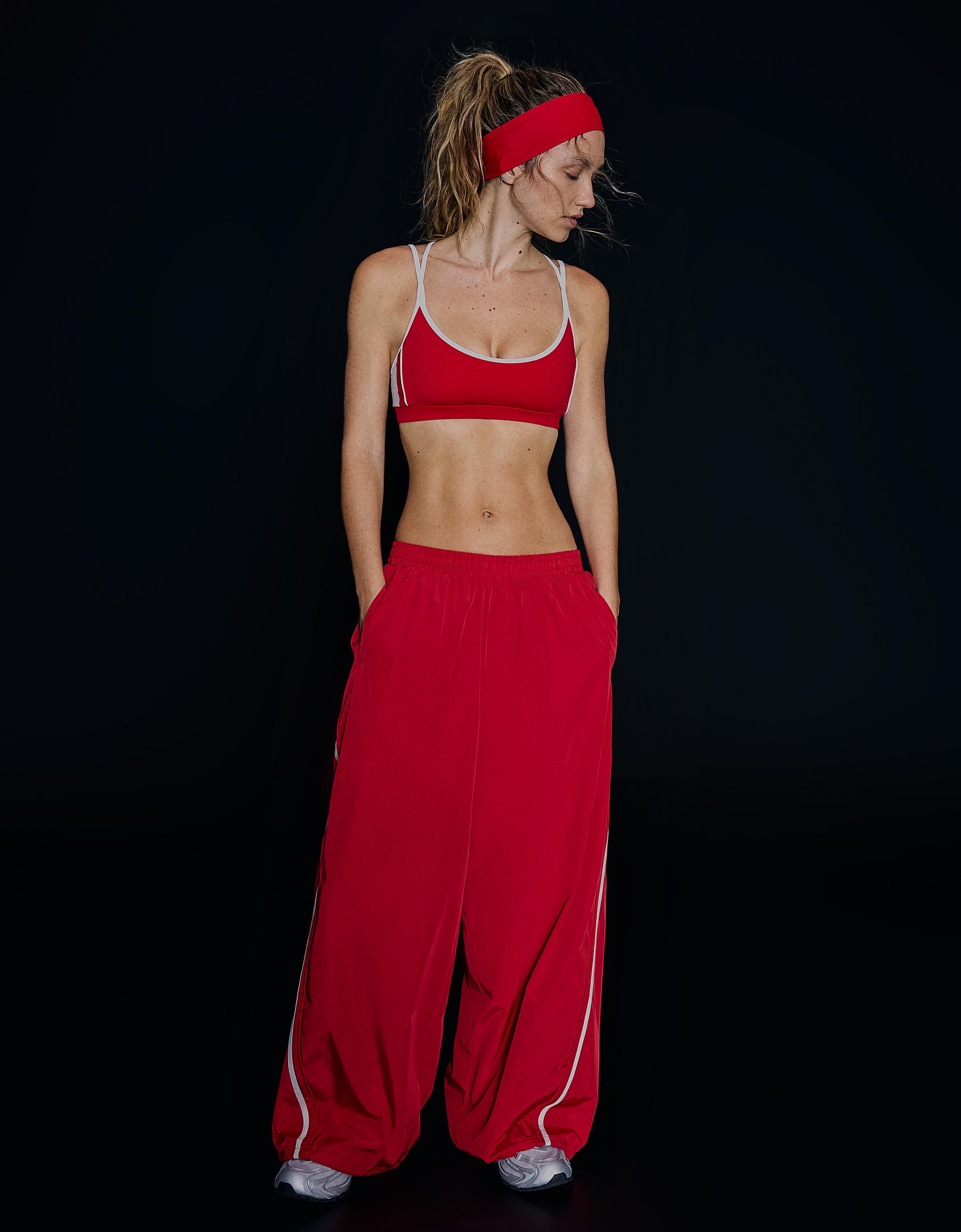 Breathable & Quick Dry contrast technical fabric top — Red