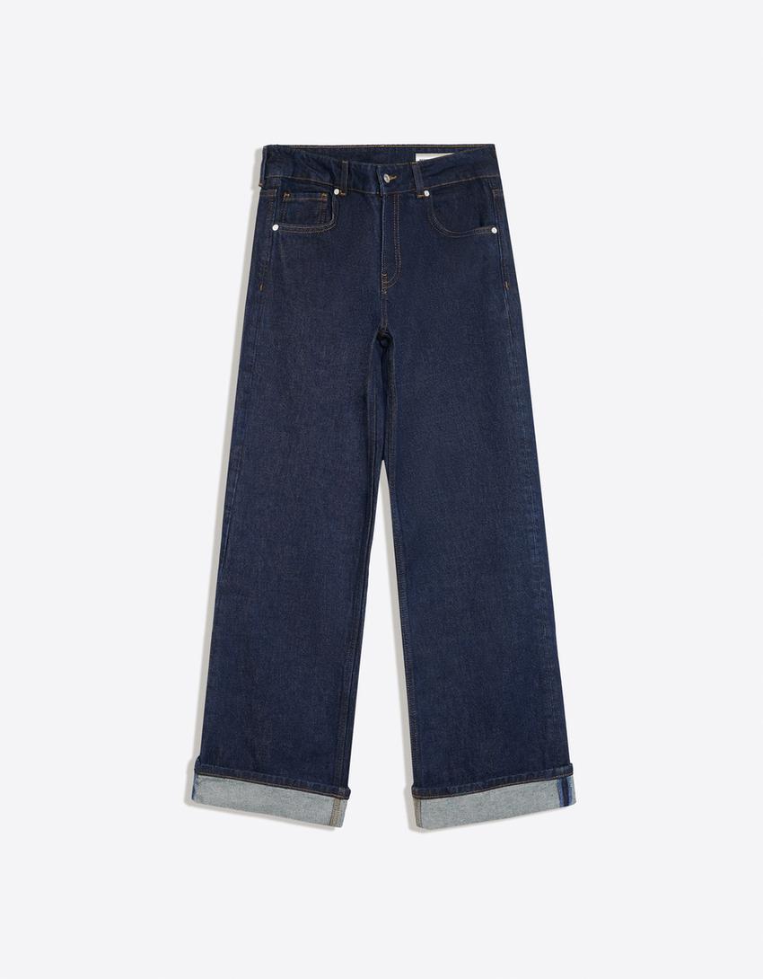 Mid-rise straight jeans-Navy