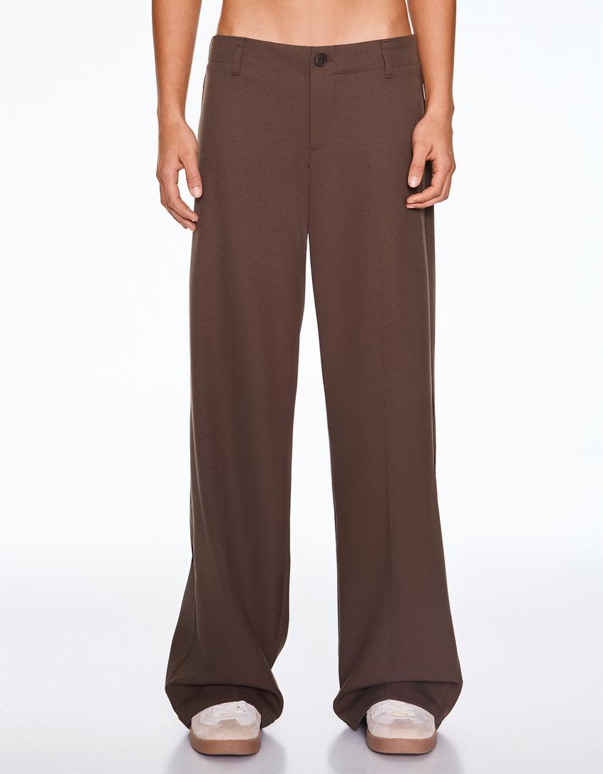 Pantalón wide leg-Marrón