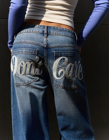 Embroidered baggy jeans — Light blue 3
