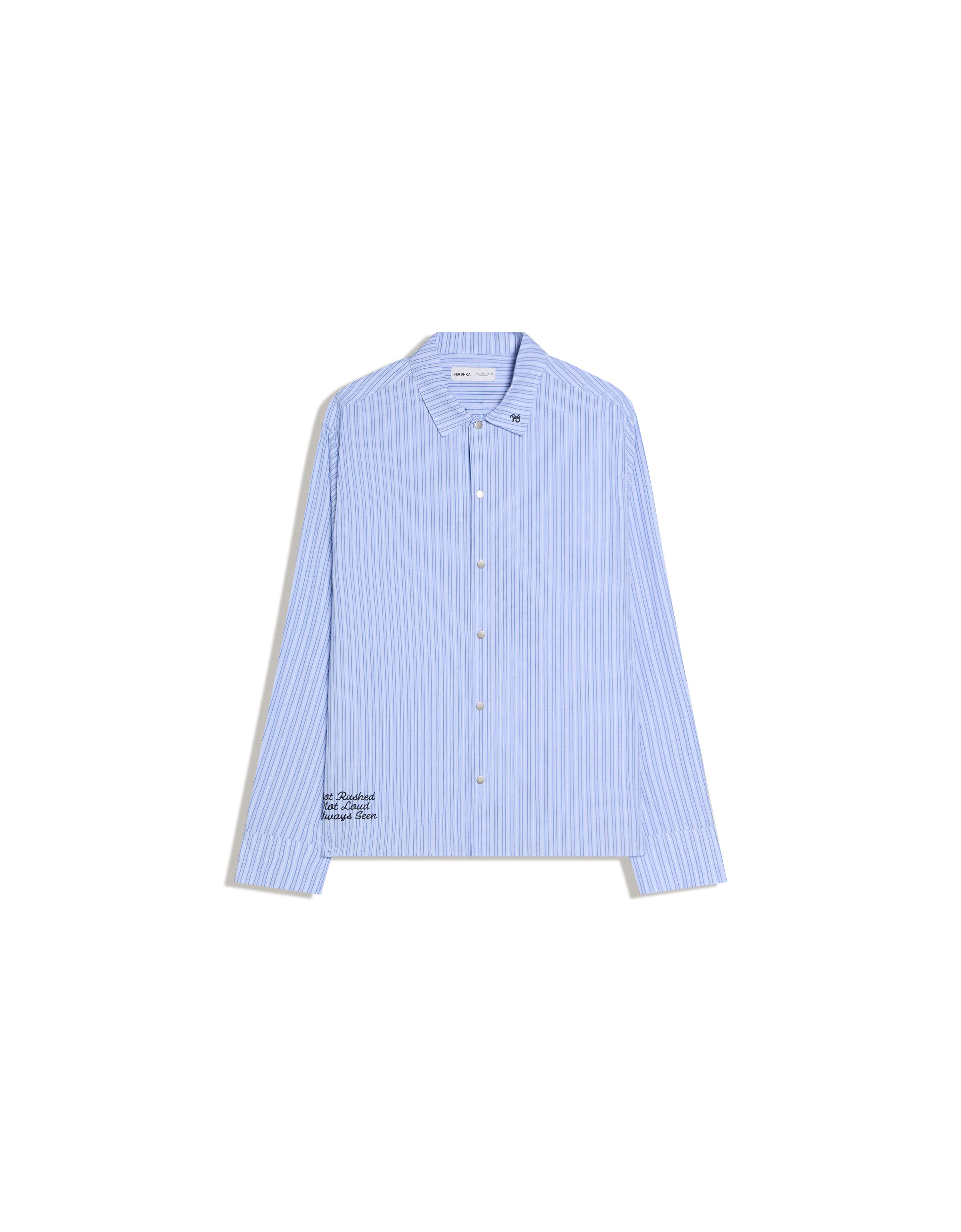 Uzun kollu nakışlı boxy fit gömlek - Görsel 13