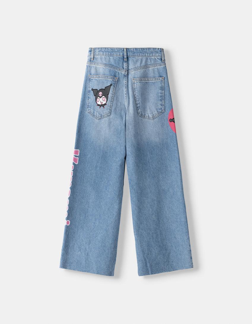 Kuromi culotte jeans-Light blue-5