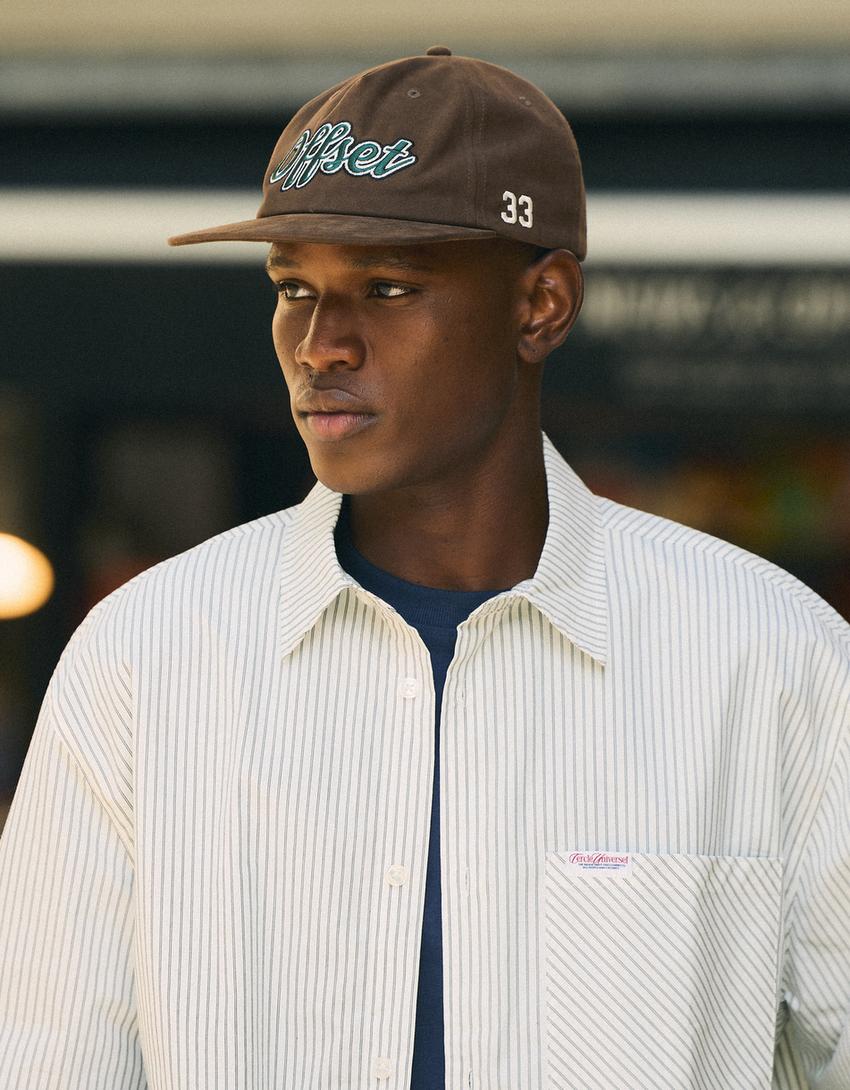 Camicia a maniche lunghe a righe-Bianco