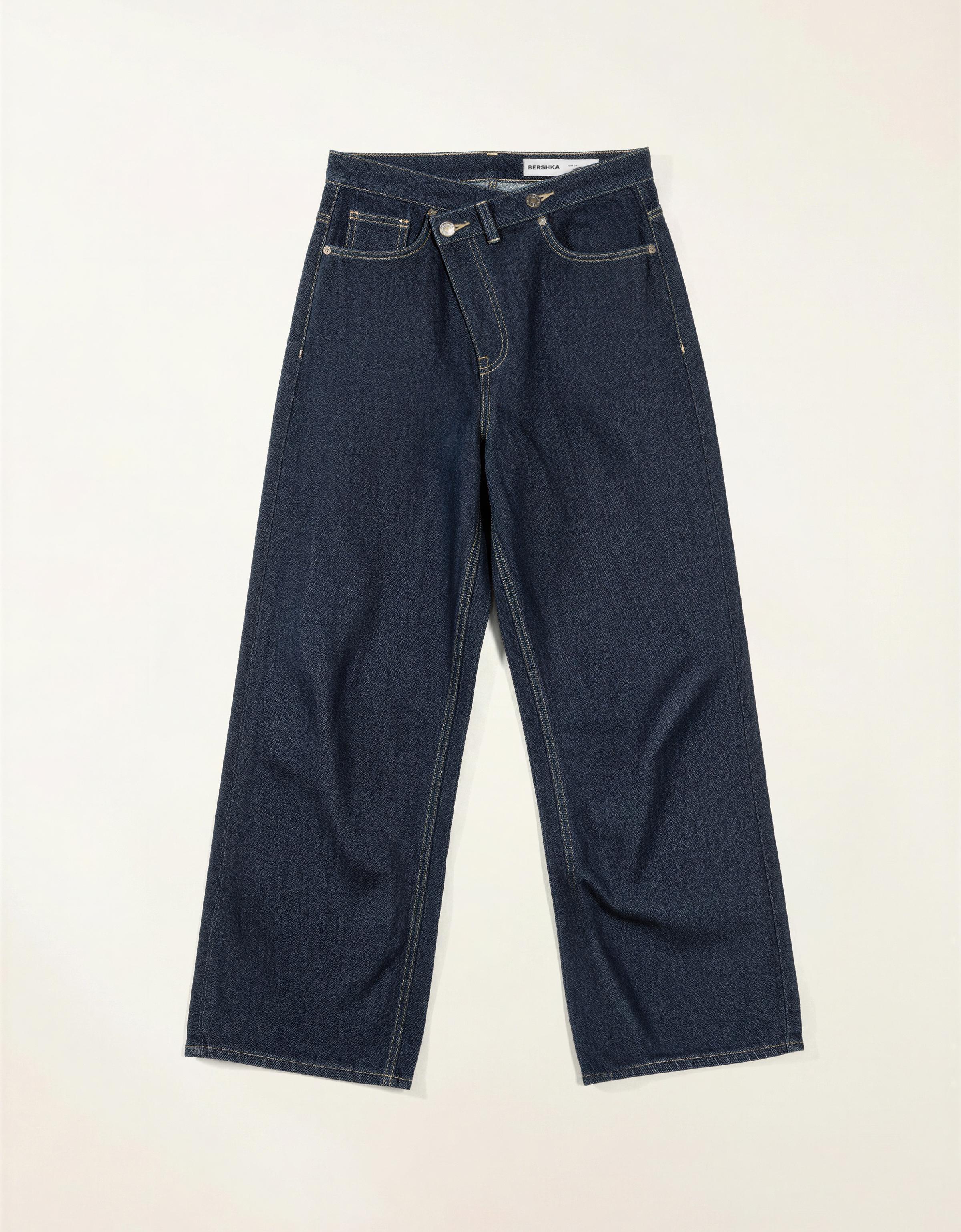 Çapraz belli yüksek bel geniş paça jean - Görsel 44