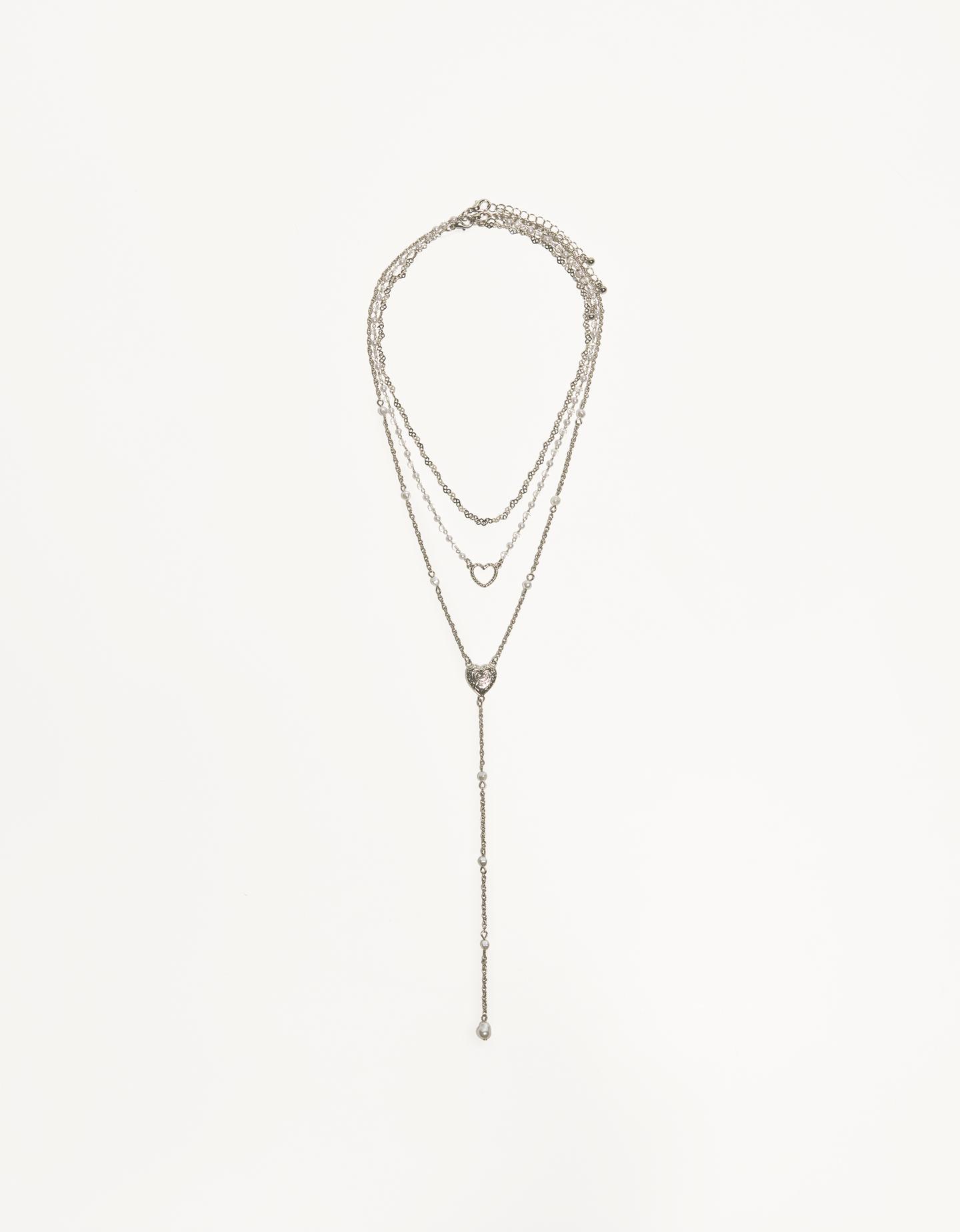 Bershka Pack 3 Collares Colgante Mujer Plata