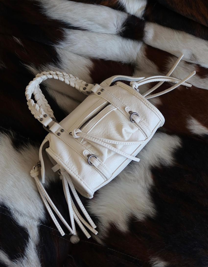 Bolso mini bowling-Blanco roto