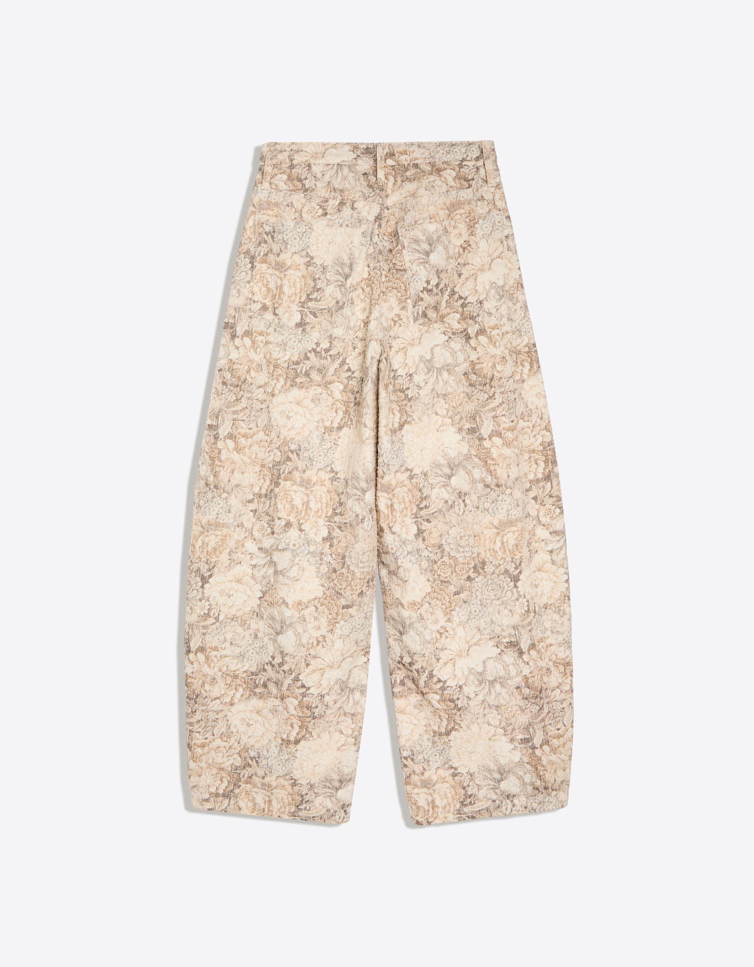 Printed barrel-leg trousers — Sand