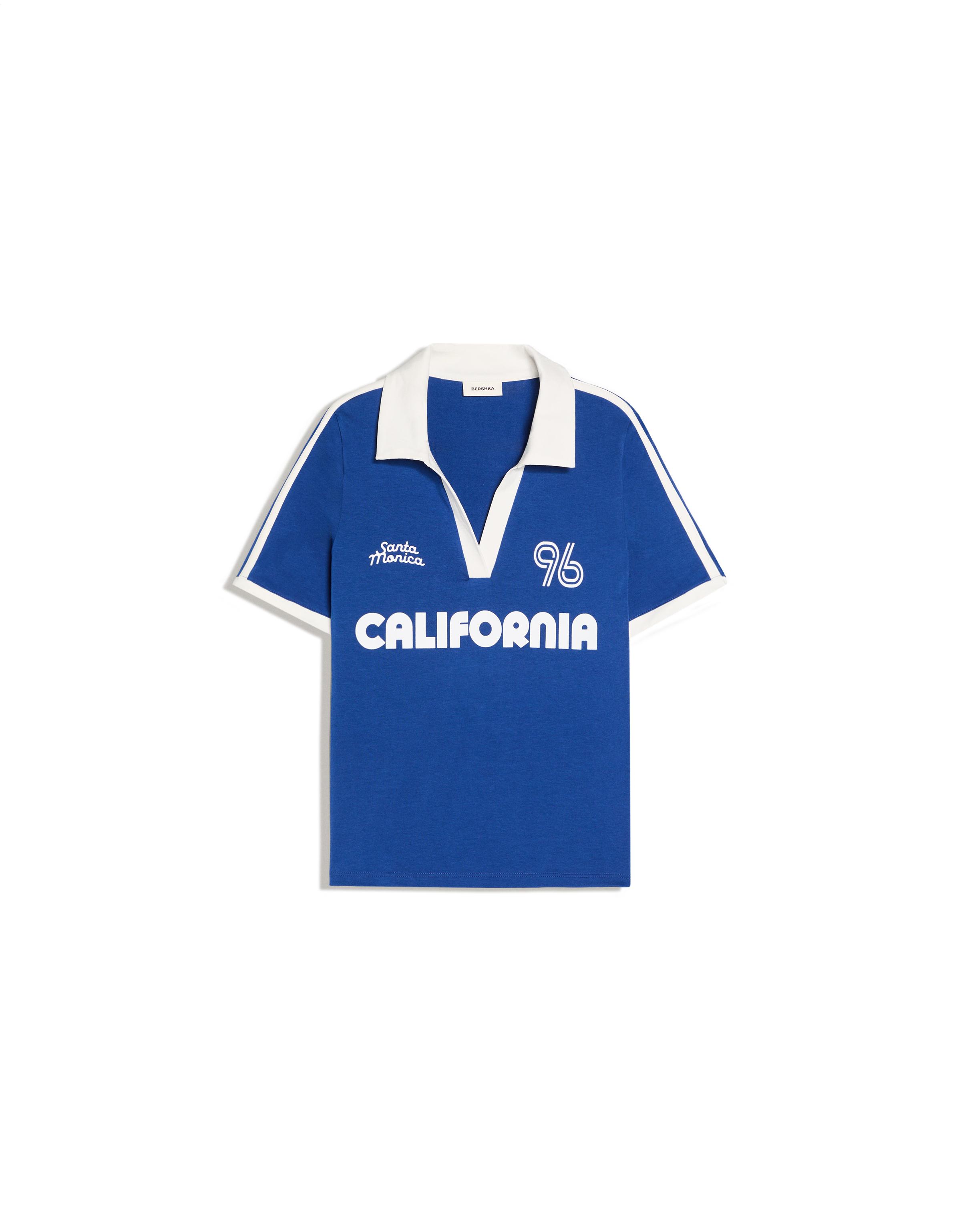 Short sleeve print polo shirt — Blue