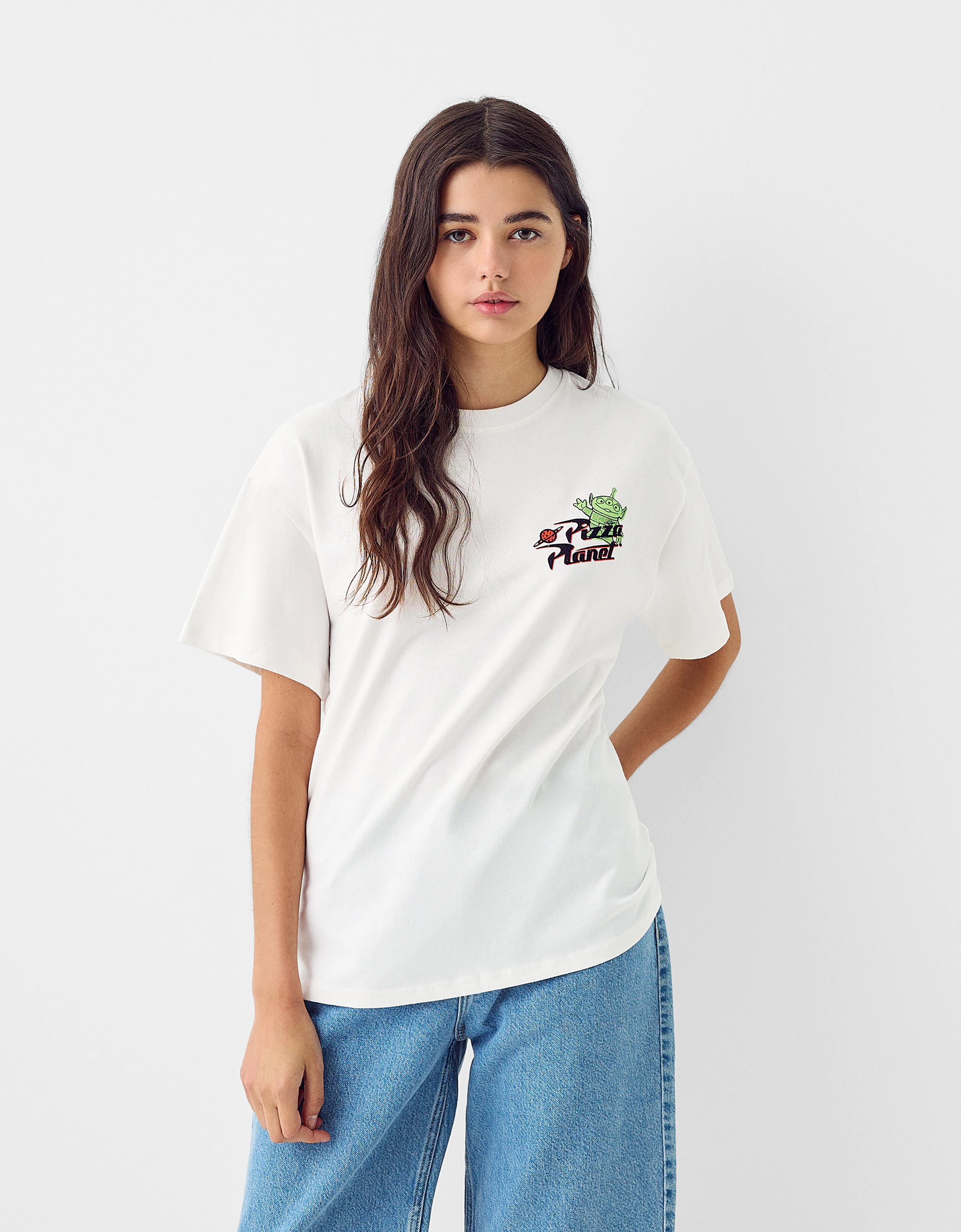 Bershka T-Shirt Toy Story Mit Kurzen Ärmeln Damen S Grbrochenes Weiss