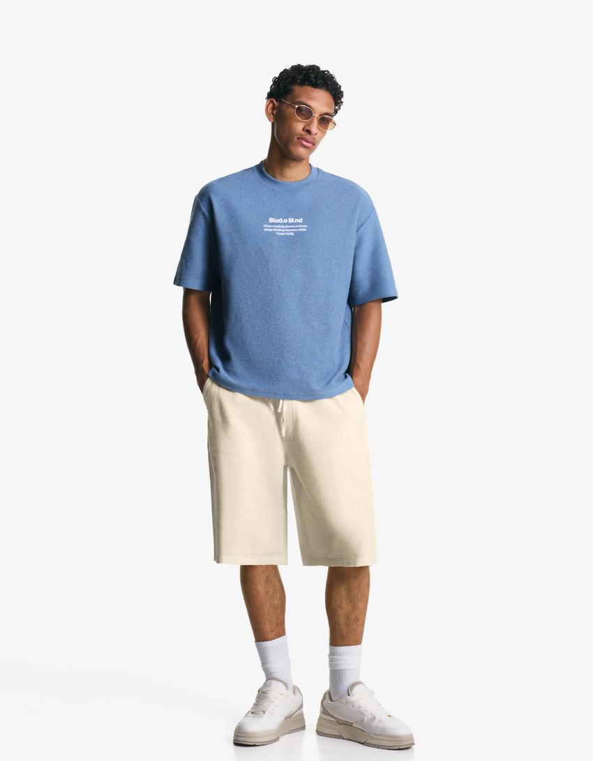 Rustic jogger skater shorts-Off white-0