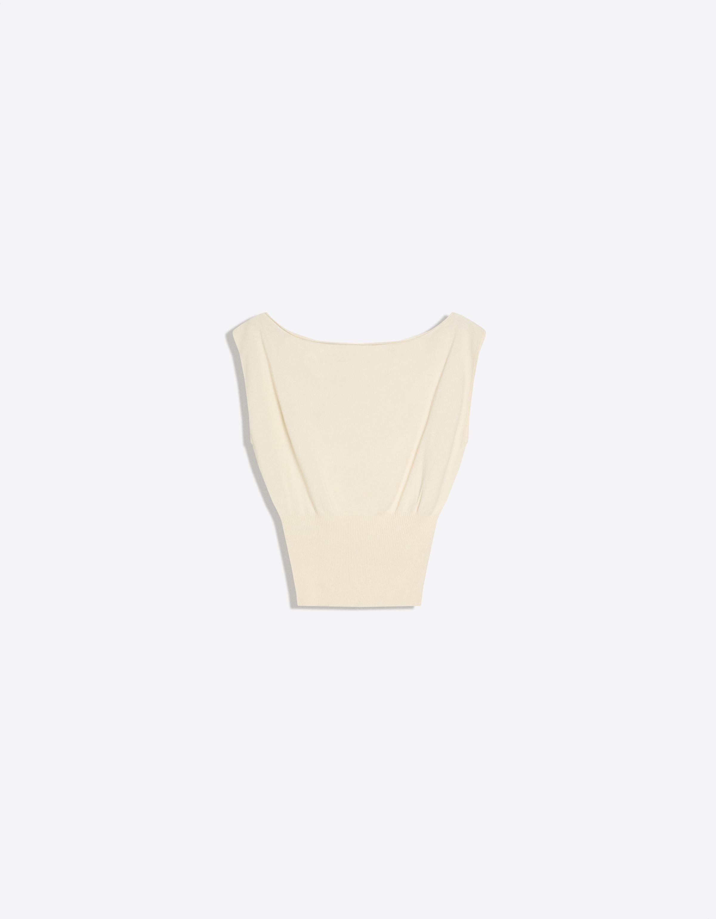 Knit boat neck top — Cream