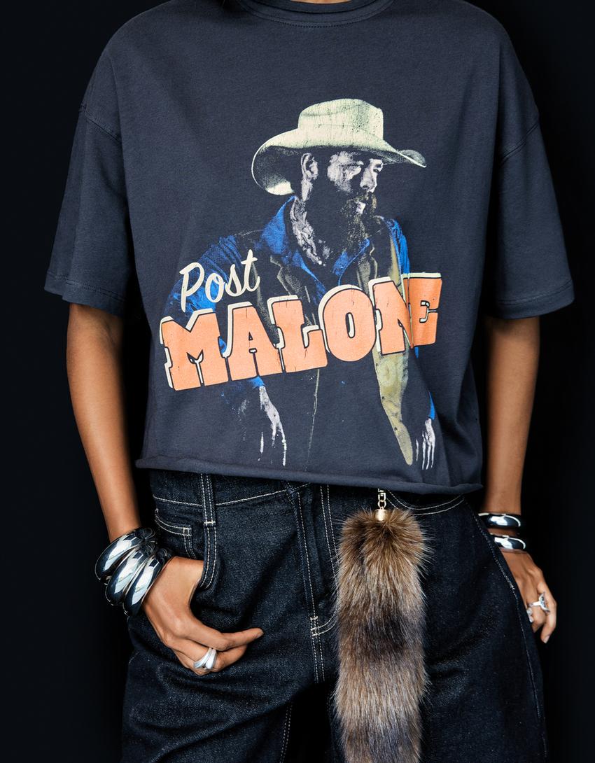 T-shirt Post Malone imprimé-Gris