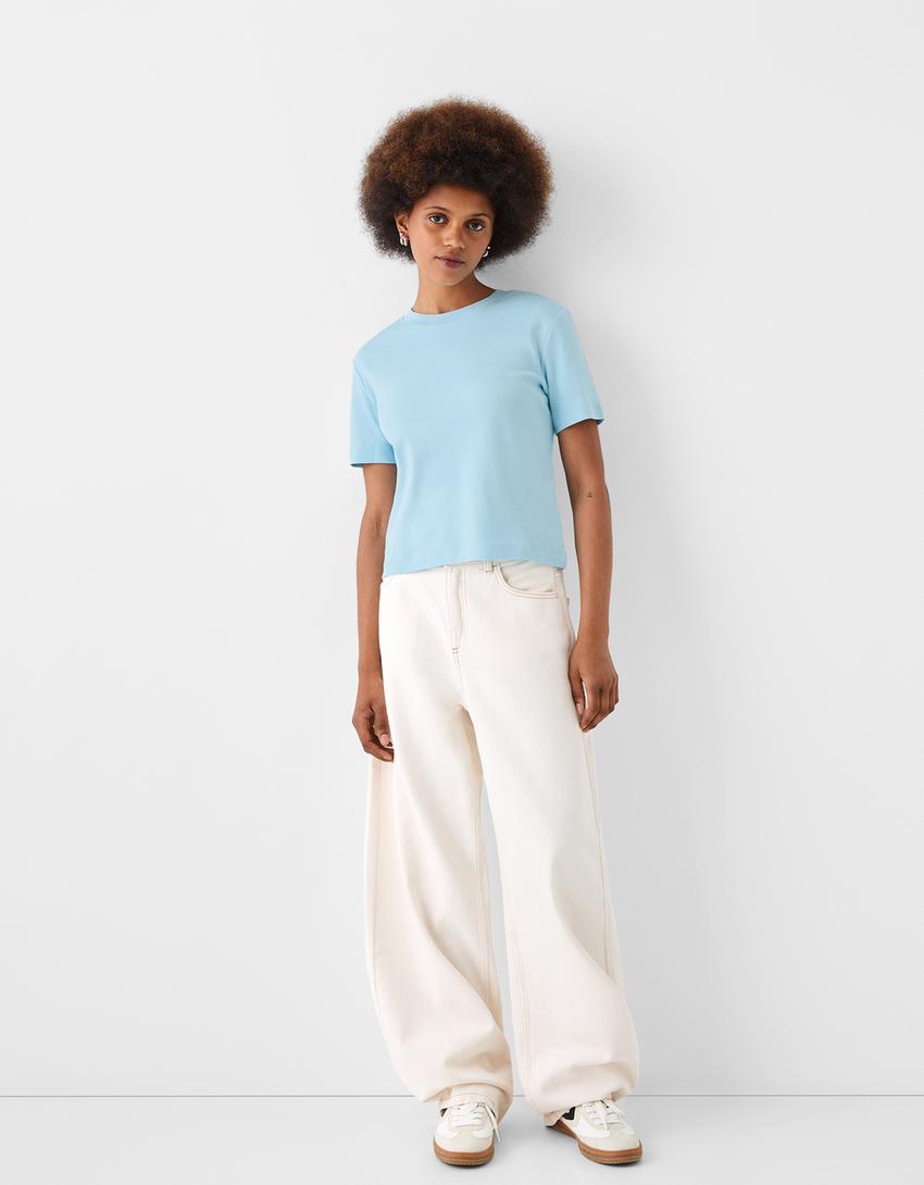 T-shirt manches courtes regular fit-Bleu clair-3